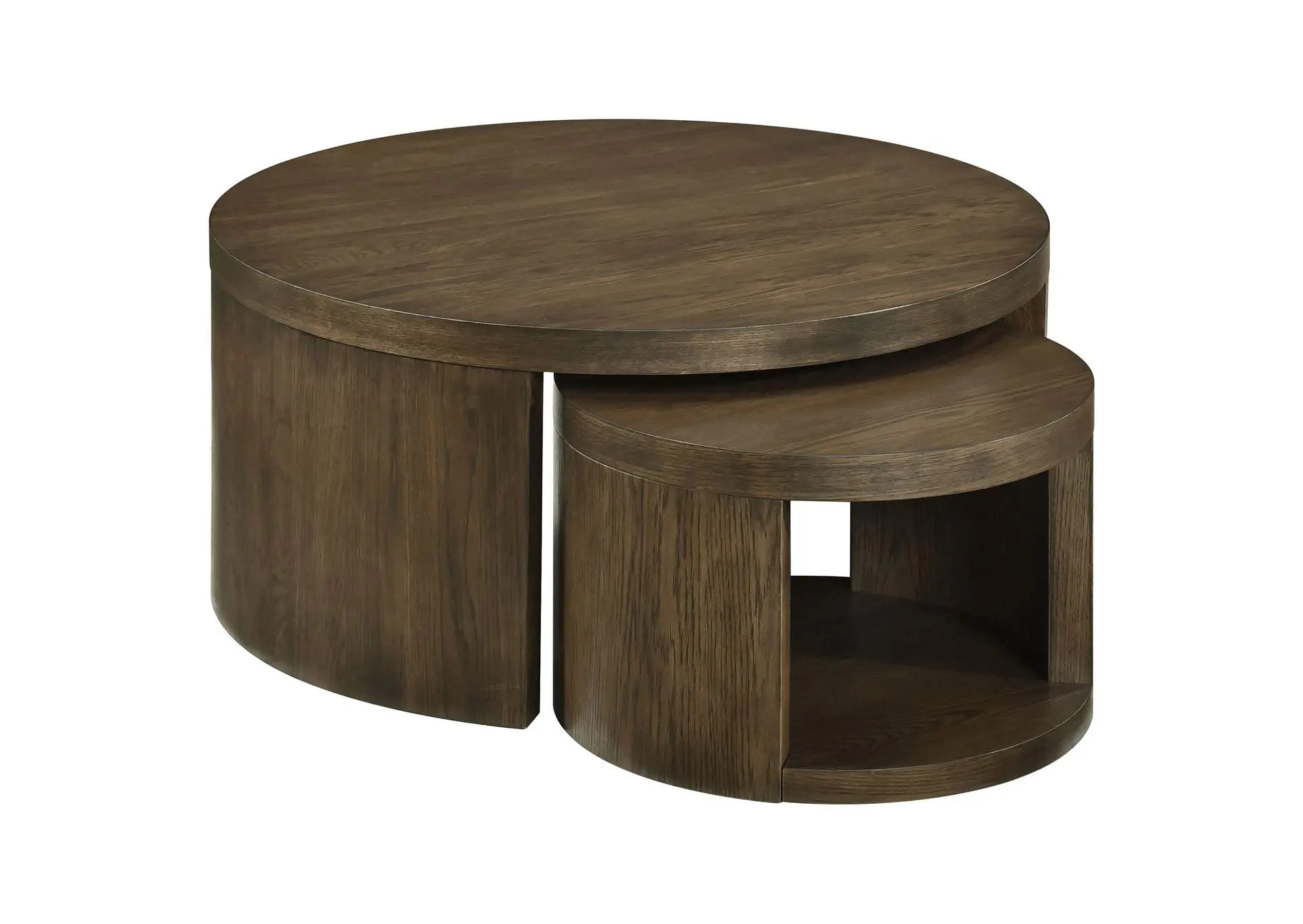Sweeney 2-piece Round Wood Occasional Nesting Table Set Dark Walnut