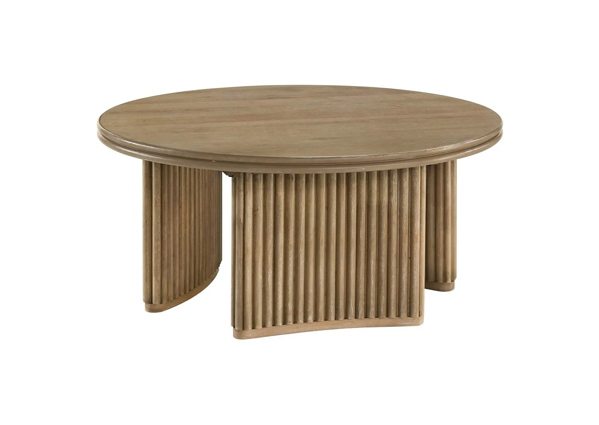 Adina 36-inch Round Wood Coffee Table Distressed Light Brown