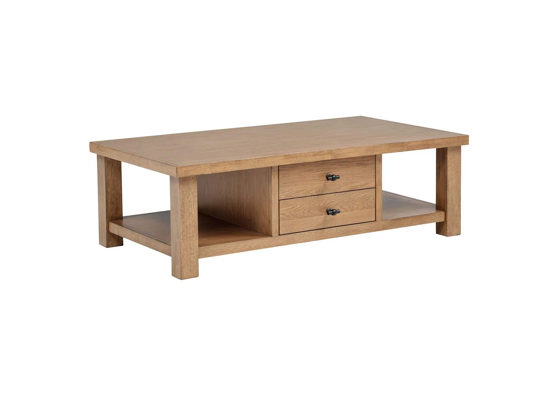 Beasley 2-Drawer Wood Coffee Table Golden Oak