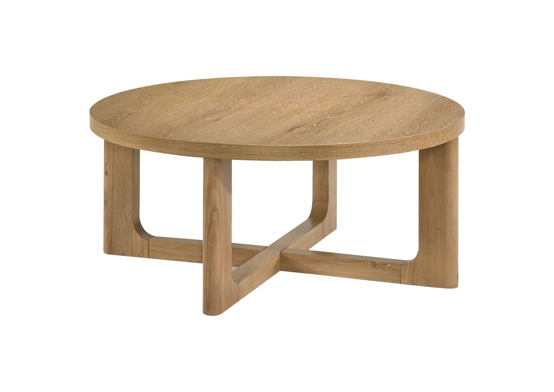 Kessler Round Sculptural Wood Coffee Table Light Oak