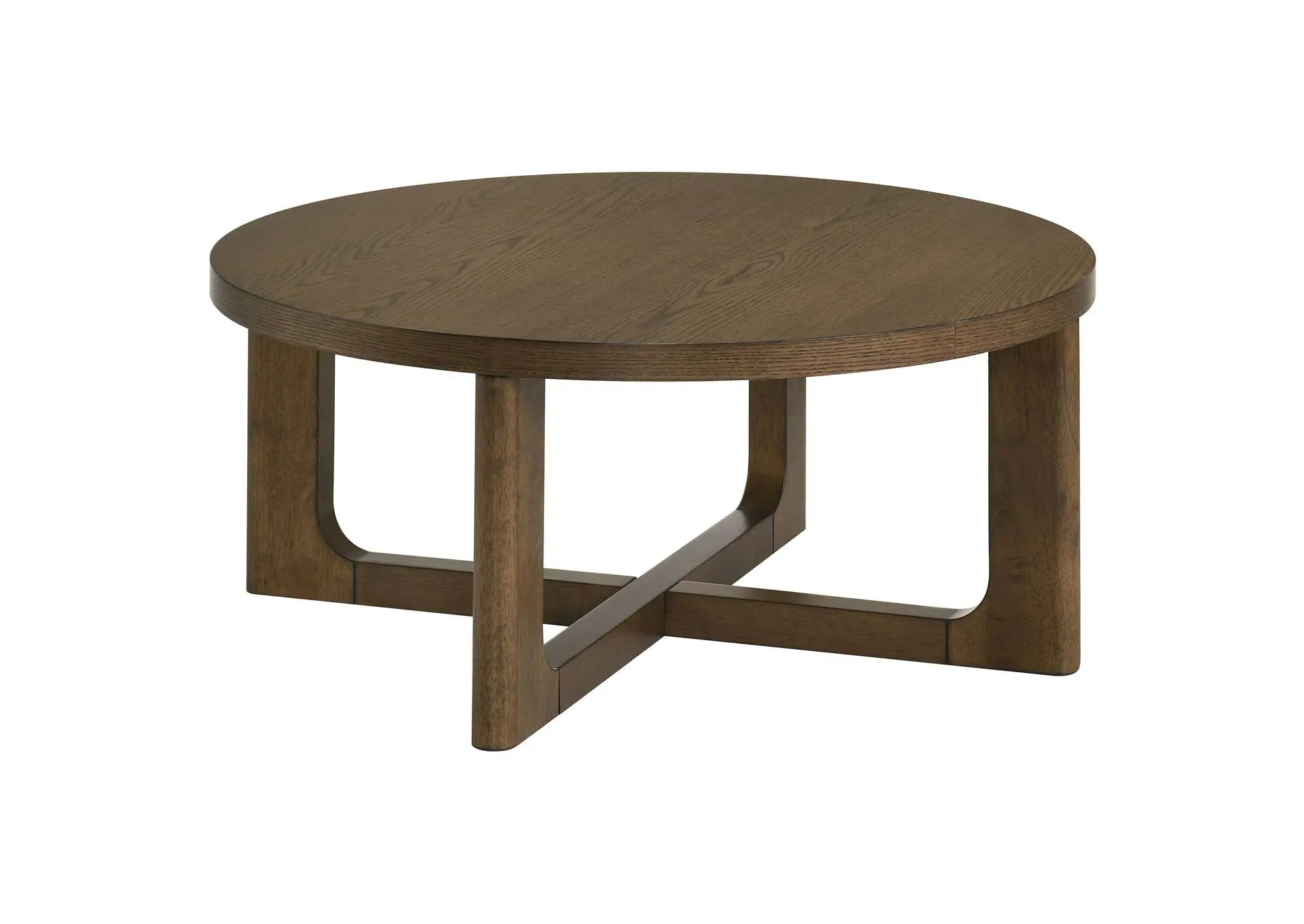 Kessler Round Sculptural Wood Coffee Table Brown