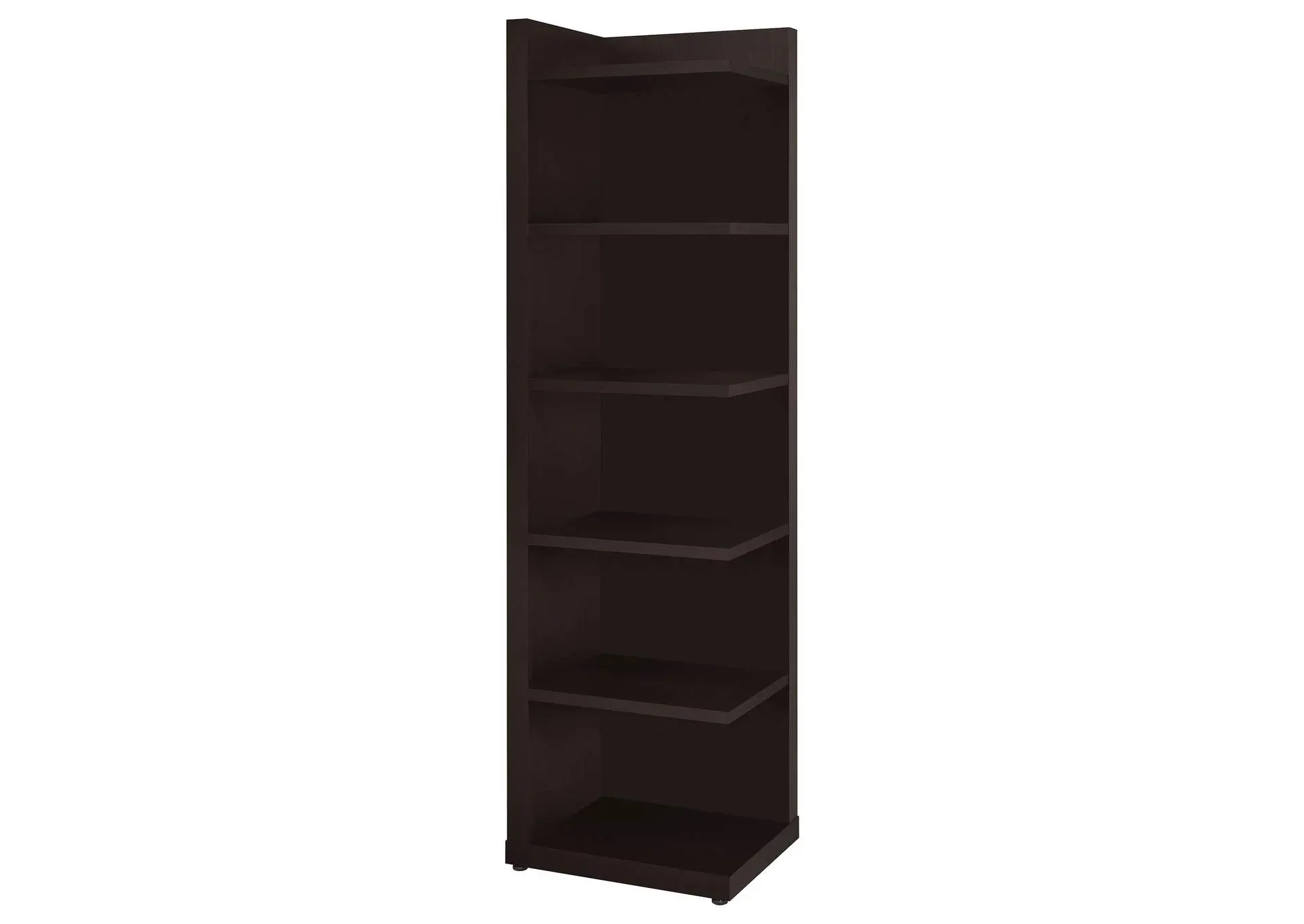 Alder 71-inch 6-shelf Corner Bookcase Cappuccino