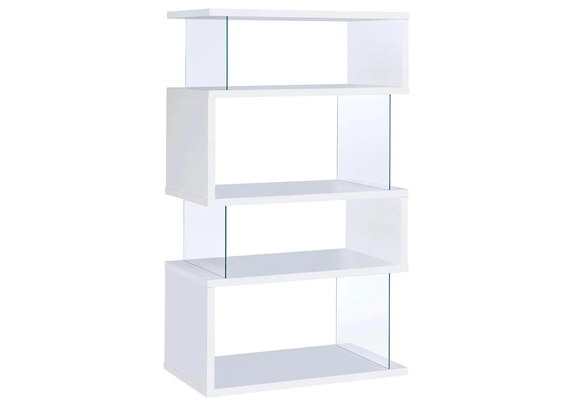Emelle 63-inch 4-shelf Glass Panel Bookshelf White