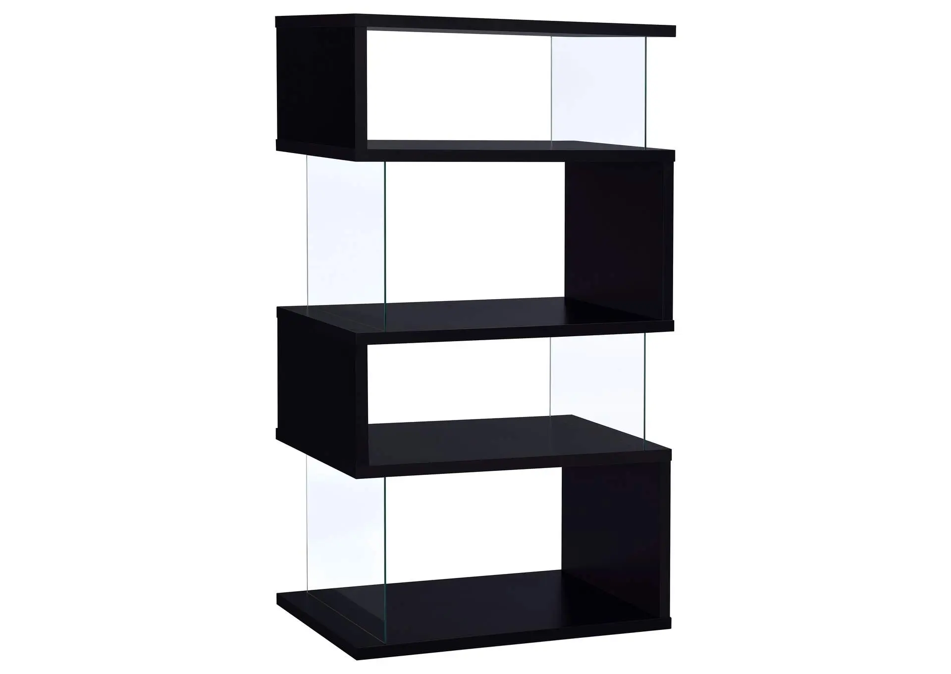 Emelle 63-inch 4-shelf Glass Panel Bookshelf Black