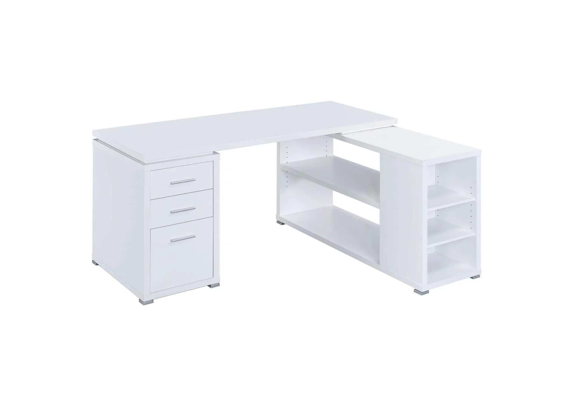 Yvette 60-inch 3-drawer L-Shape Computer Desk White