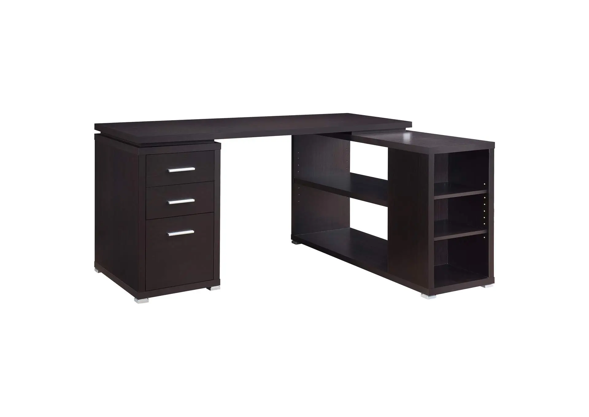 Yvette 60-inch 3-drawer L-Shape Computer Desk Cappuccino