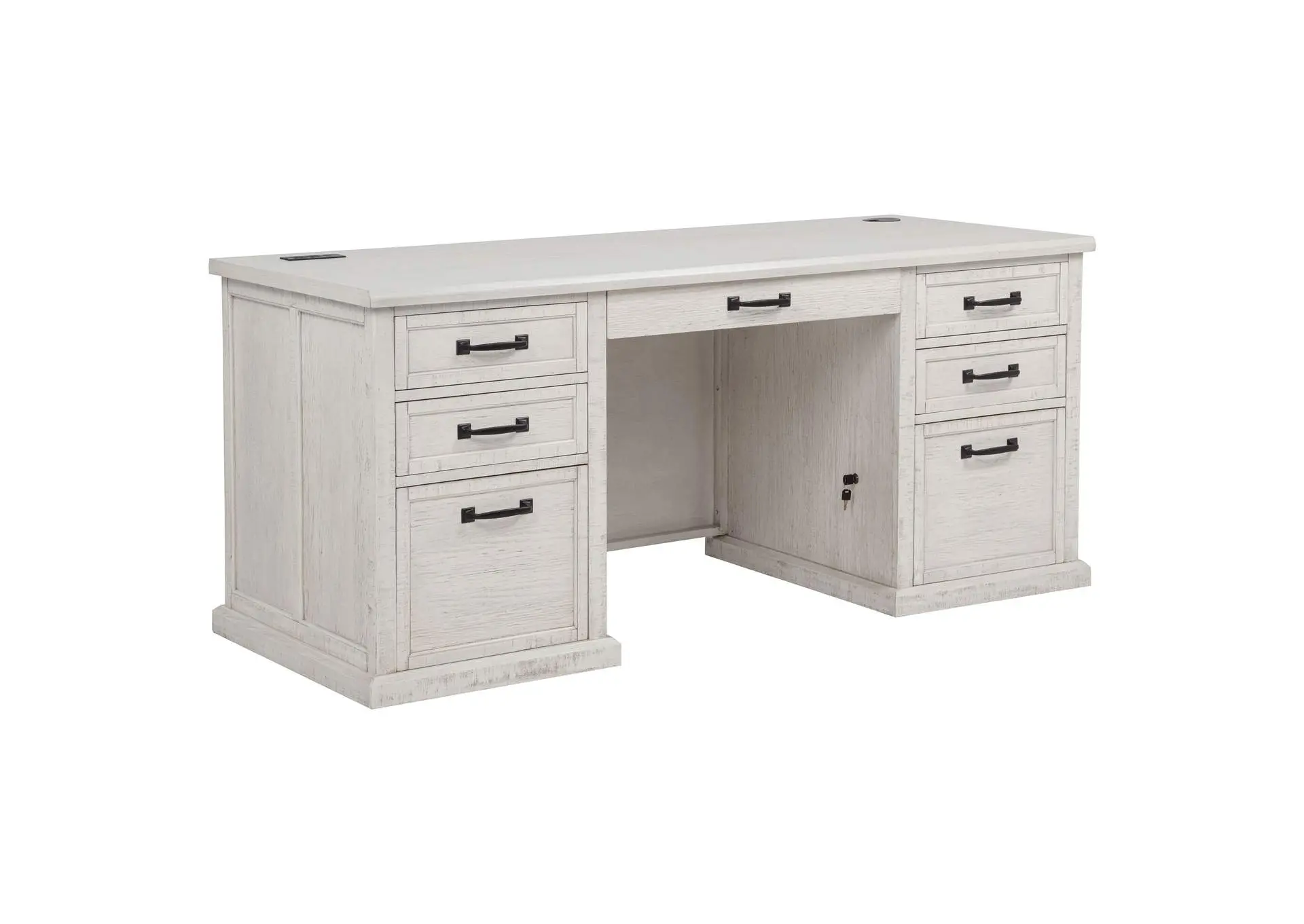 Altidore 68-inch 7-drawer Executive Home Office Desk Distressed White