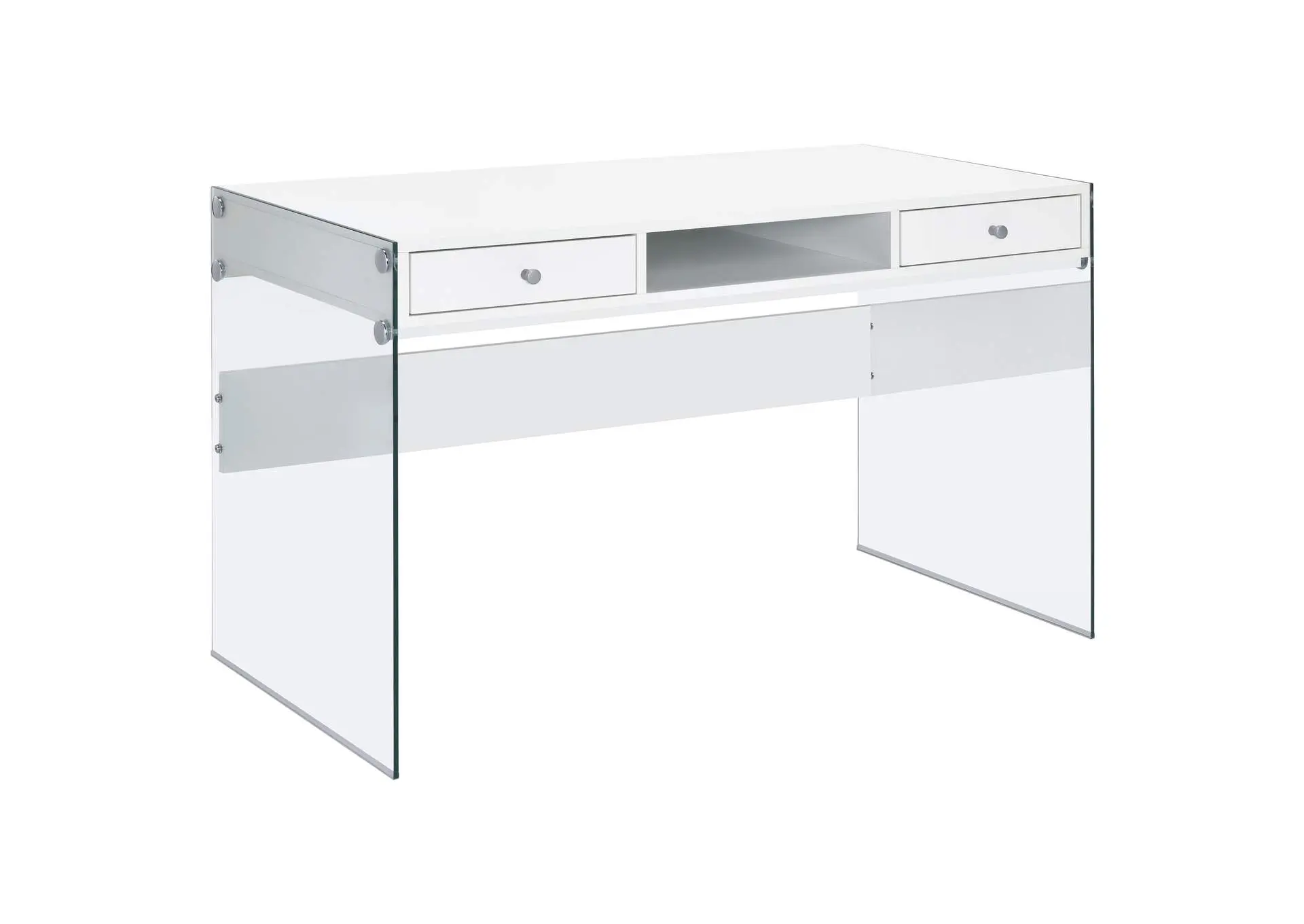 Dobrev 48-inch 2-drawer Writing Desk White High Gloss