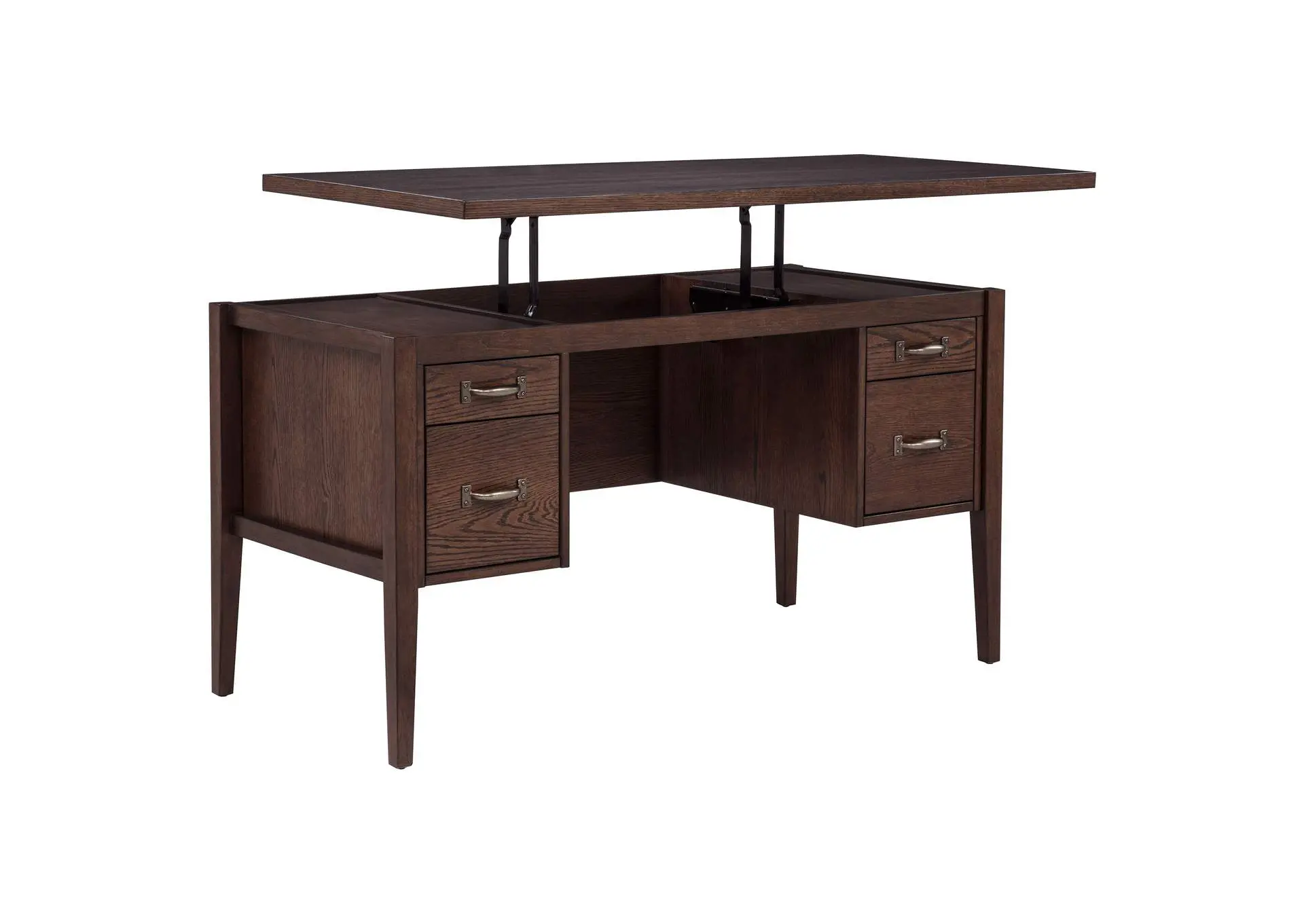 Graham 4-Drawer Lift-Top Computer Desk Walnut Brown