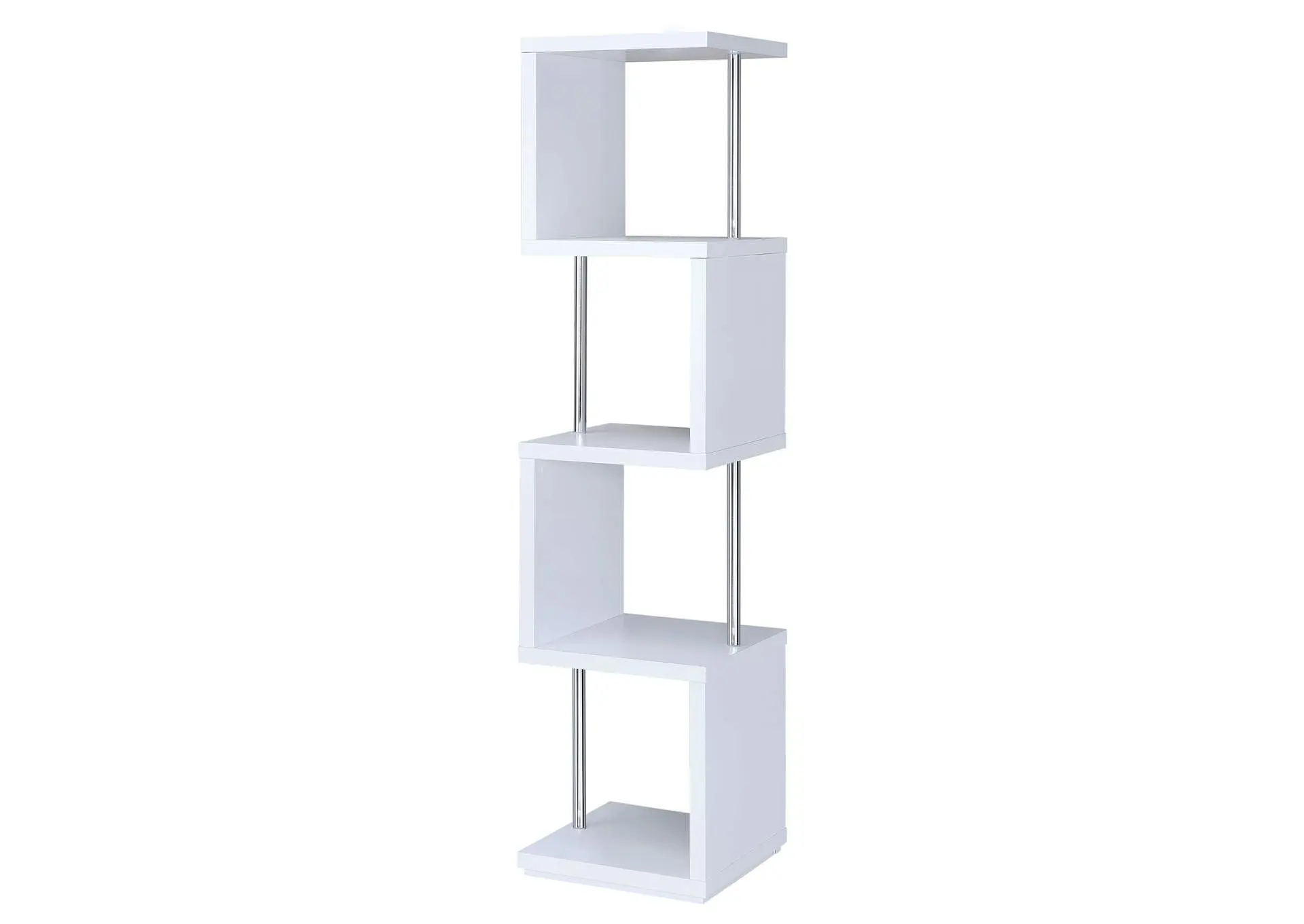 Baxter 67-inch 4-shelf Bookshelf White and Chrome