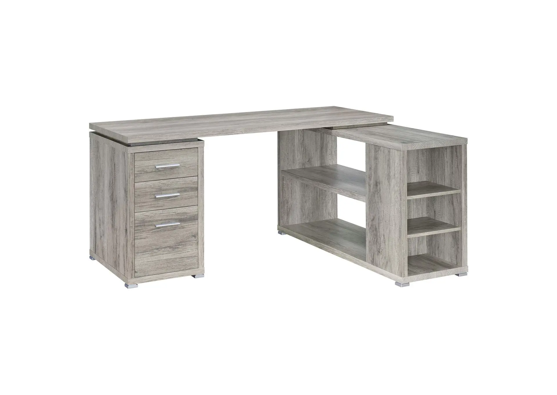Yvette 60-inch 3-drawer L-Shape Computer Desk Grey Driftwood