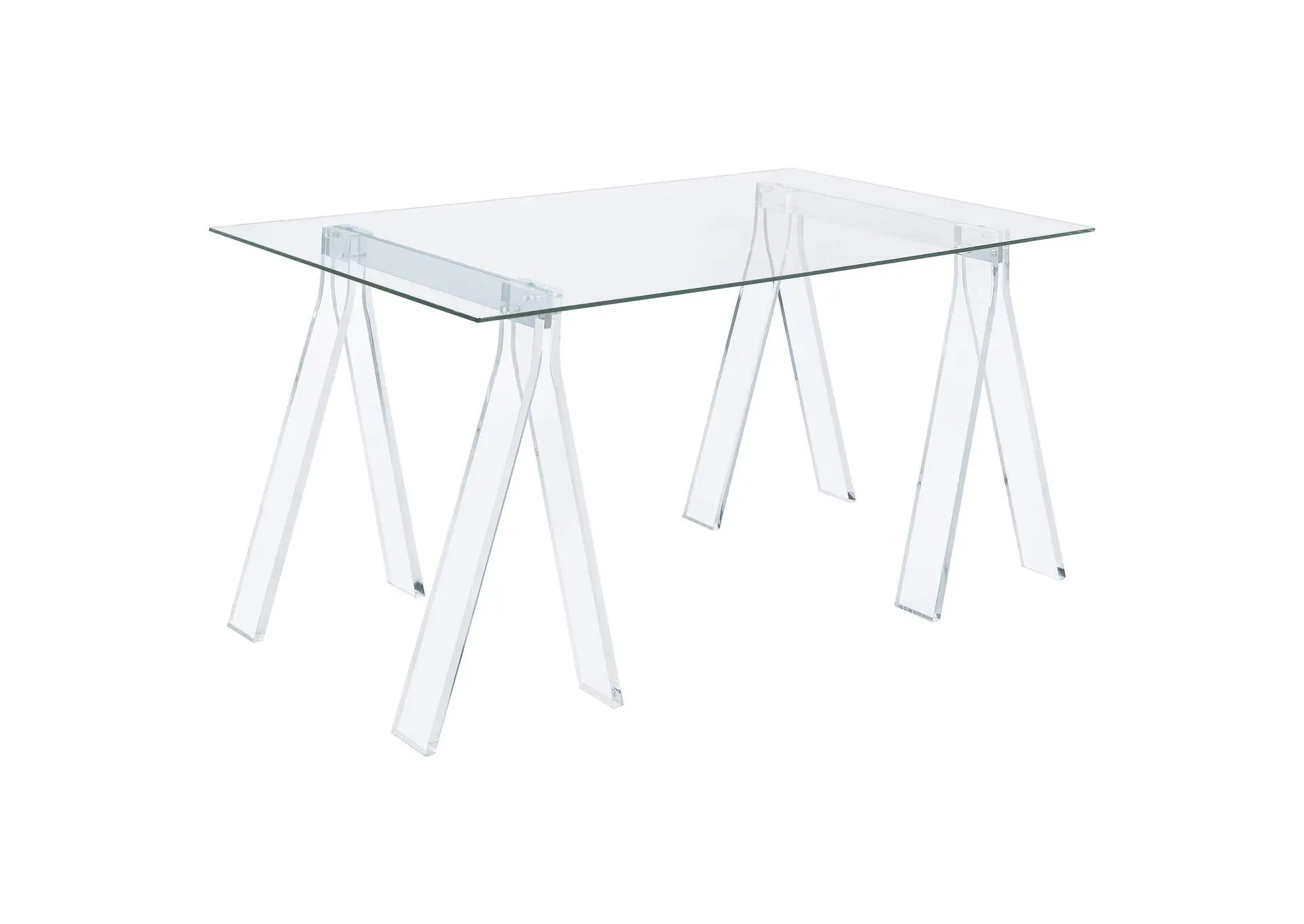 Amaturo 59-inch Glass Top Acrylic Writing Desk Clear