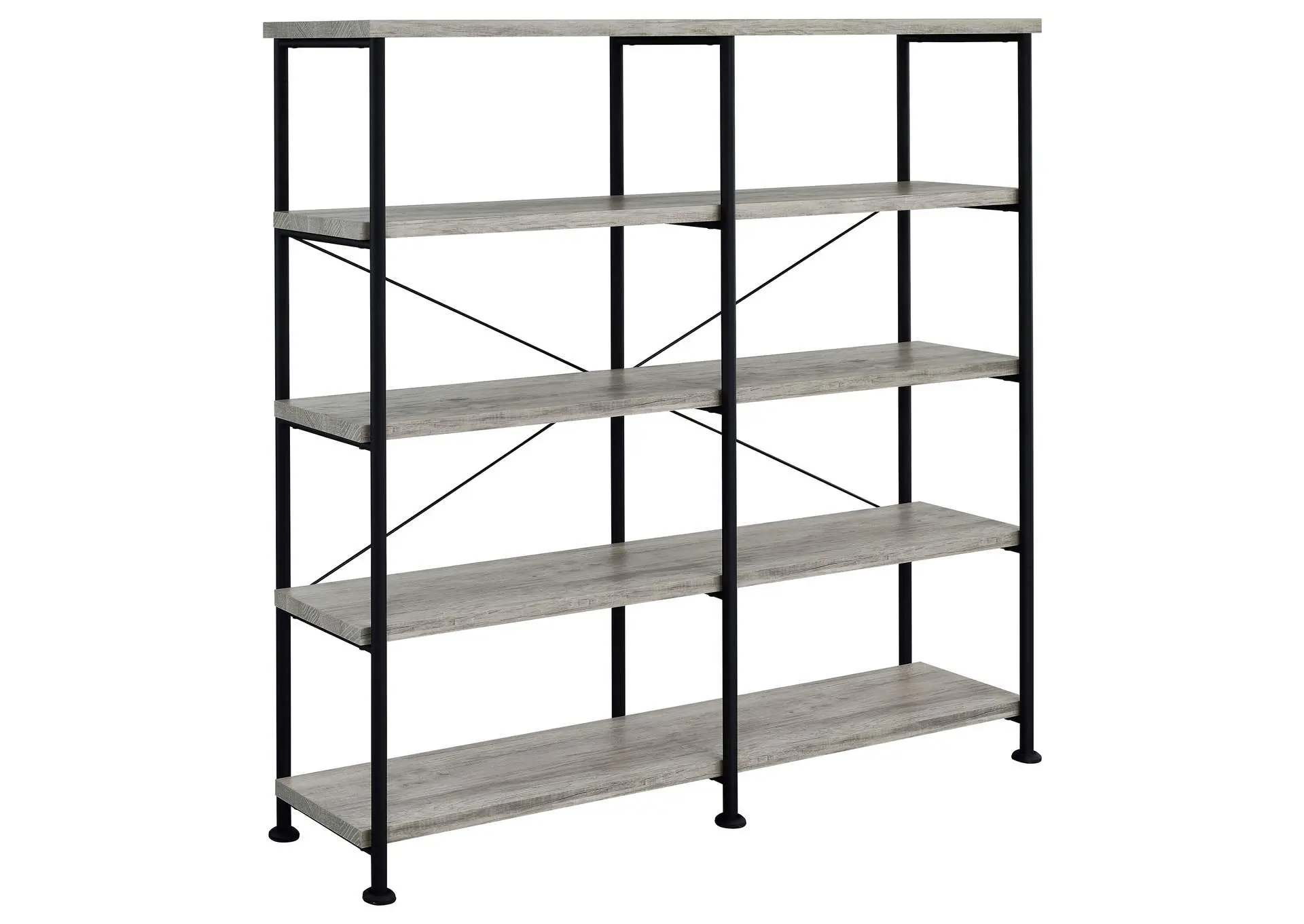 Analiese 63-inch 4-shelf Double Bookshelf Grey Driftwood