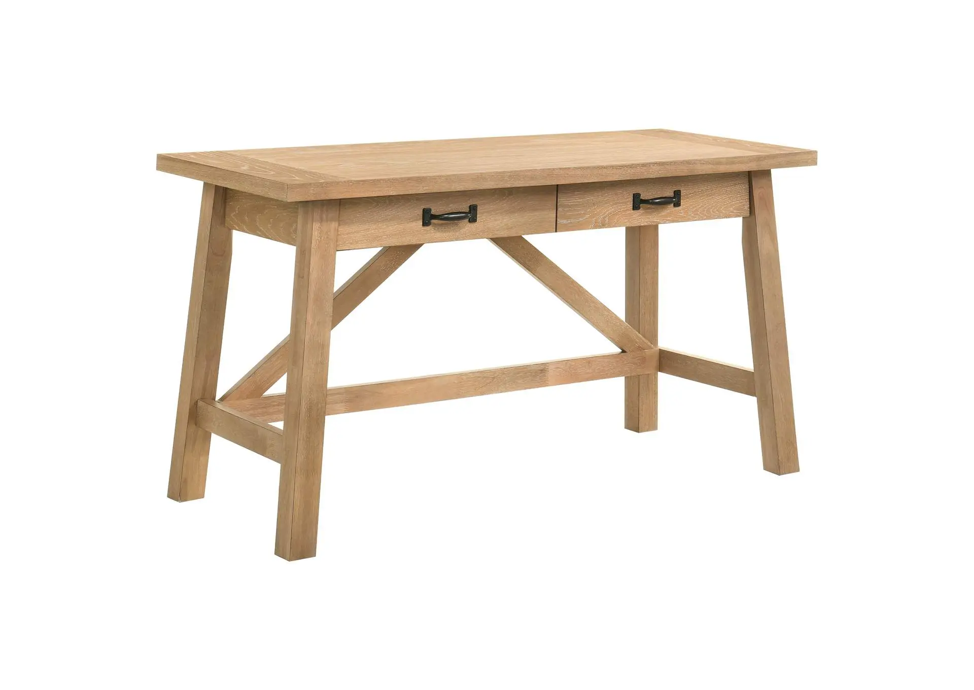 Fabian 54-inch 2-drawer Computer Writing Desk Distressed Light Brown