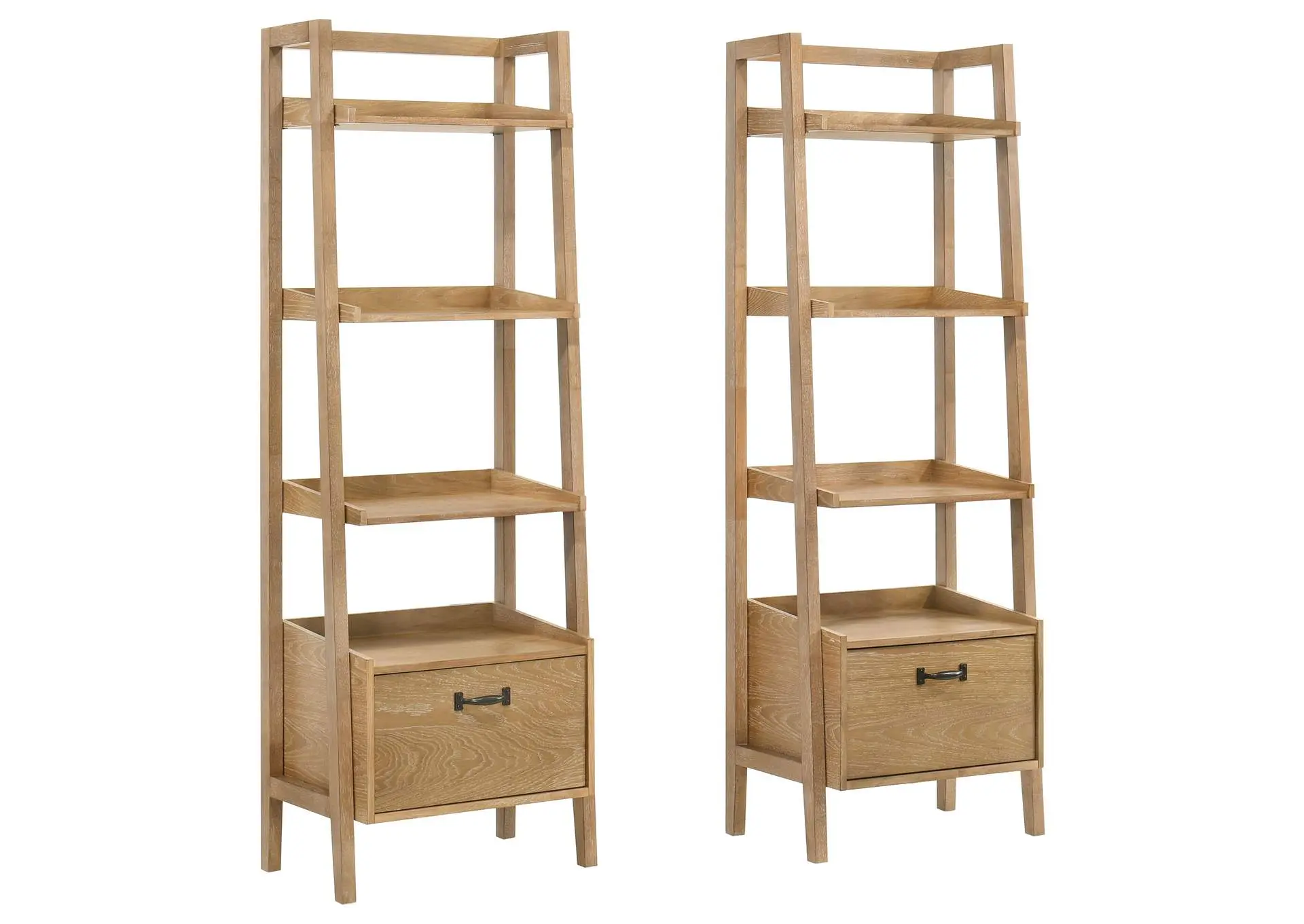 Fabian 2-piece 4-shelf Bookshelf with Drawer Distressed Light Brown