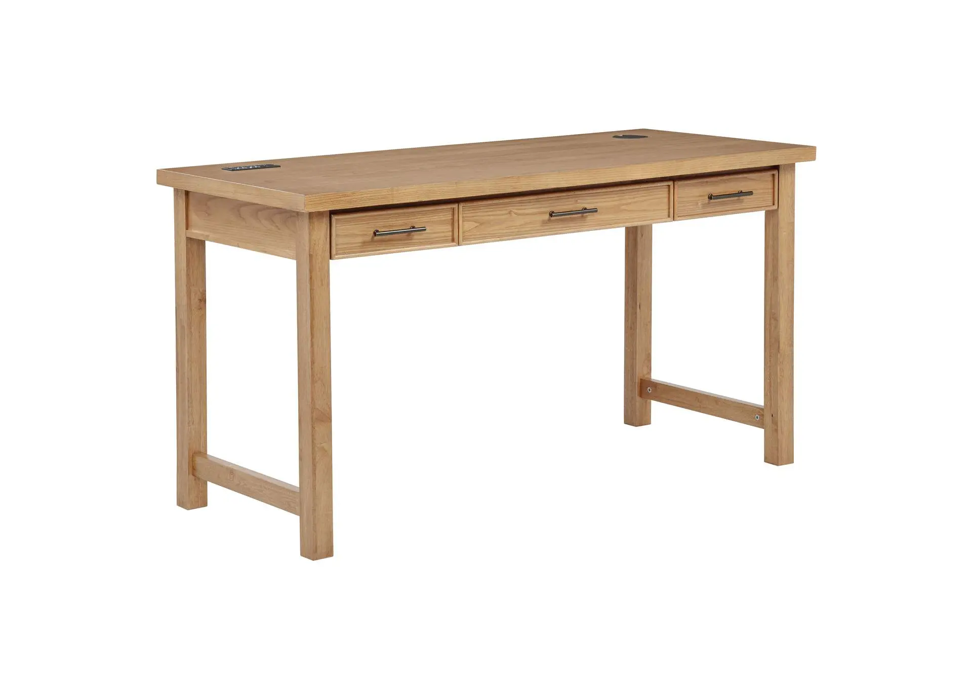 Vermes 55-inch 3-drawer Writing Desk with Power Outlet Light Ash