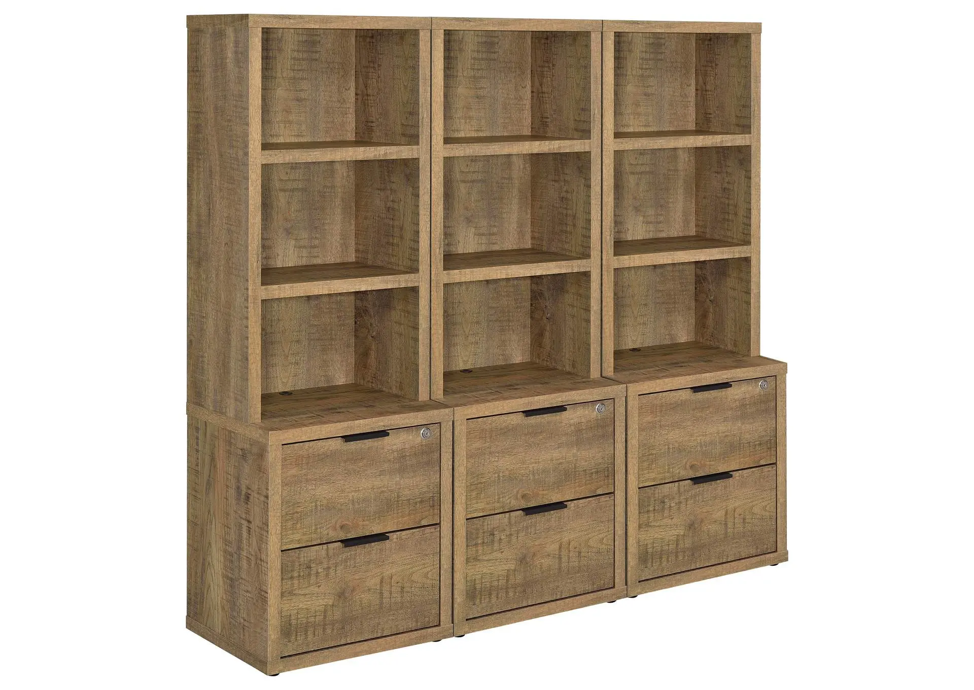 Westpark 3-piece Wall Unit Bookcase Set with USB Mango