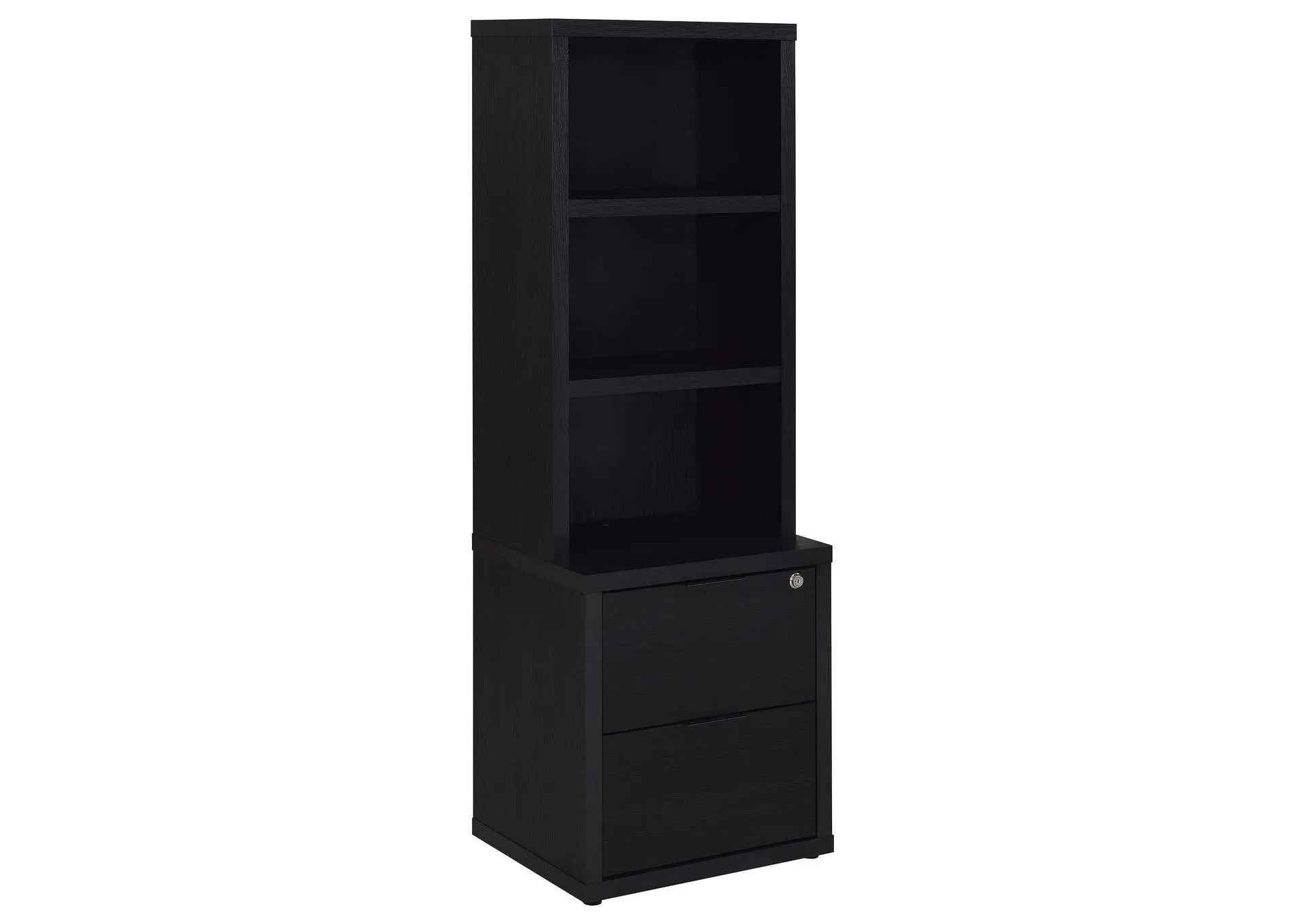 Westpark 3-shelf Bookcase USB and Lockable Drawer Black