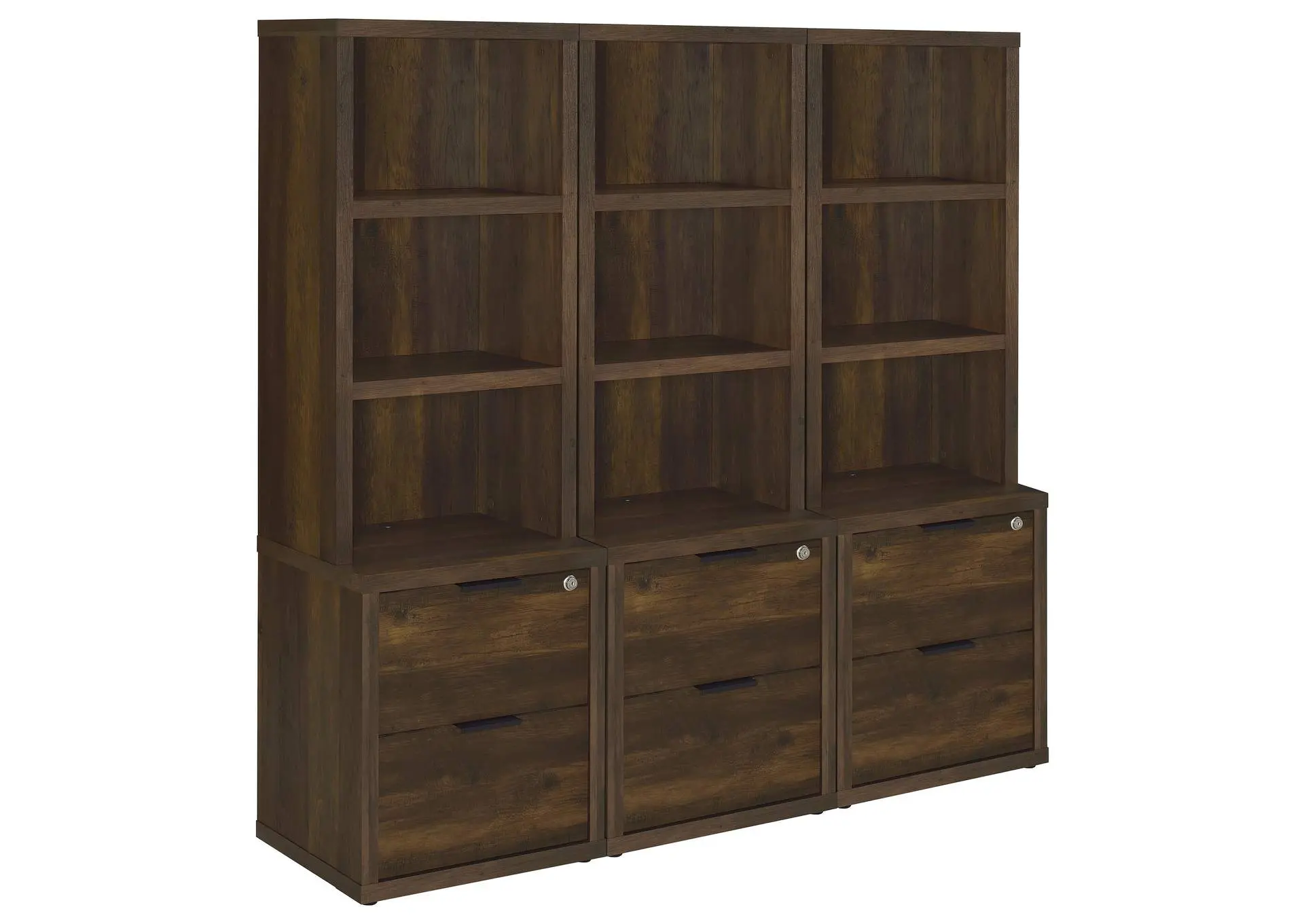 Westpark 3-piece Wall Unit Bookcase Set with USB Dark Pine