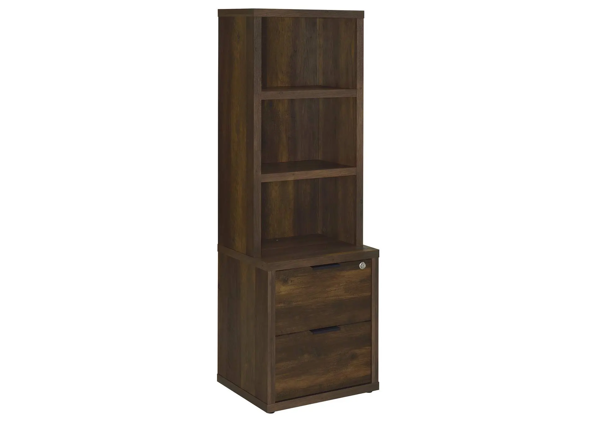 Westpark 3-shelf Bookcase USB and Lockable Drawer Dark Pine