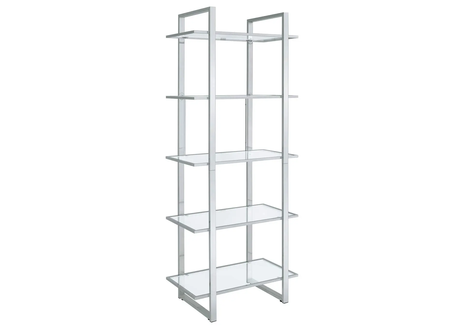 Hartford 79-inch 5-shelf Glass Bookshelf Chrome
