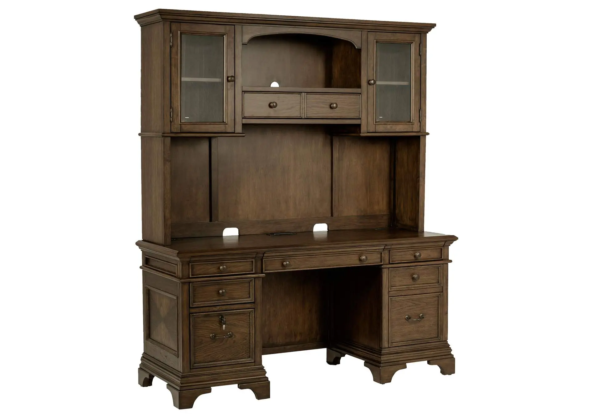 Hartshill 66-inch 5-drawer Credenza with Hutch Burnished Oak
