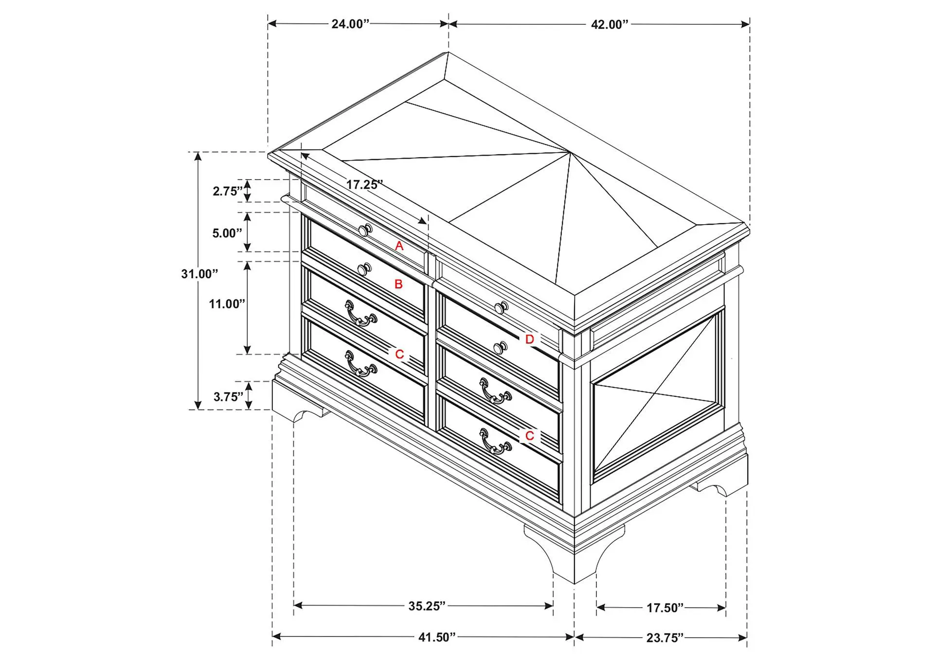 Hartshill 5-drawer Home Office File Cabinet Burnished Oak — view 9