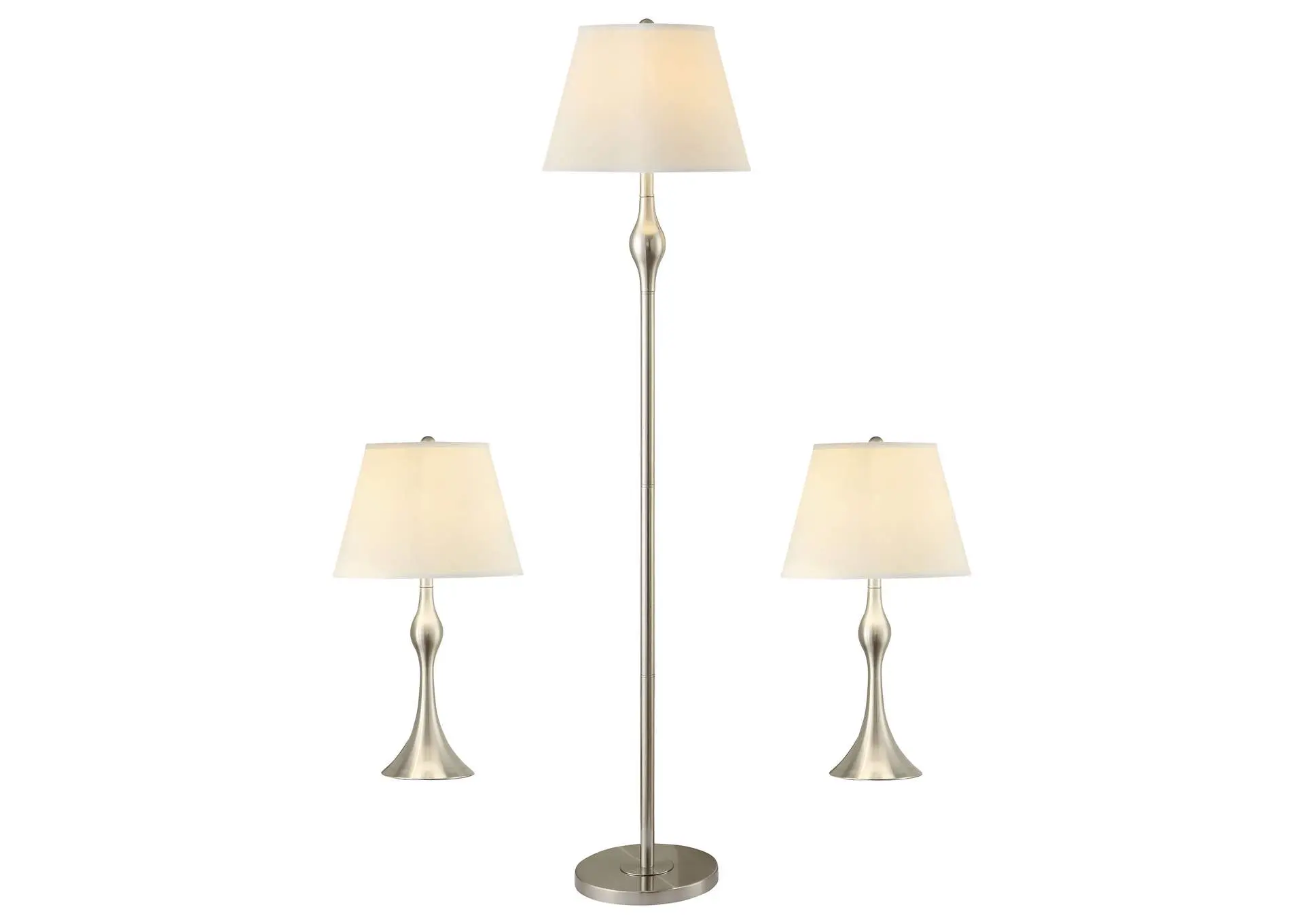 Griffin 3-piece Floor and Table Lamp Set Brushed Nickel