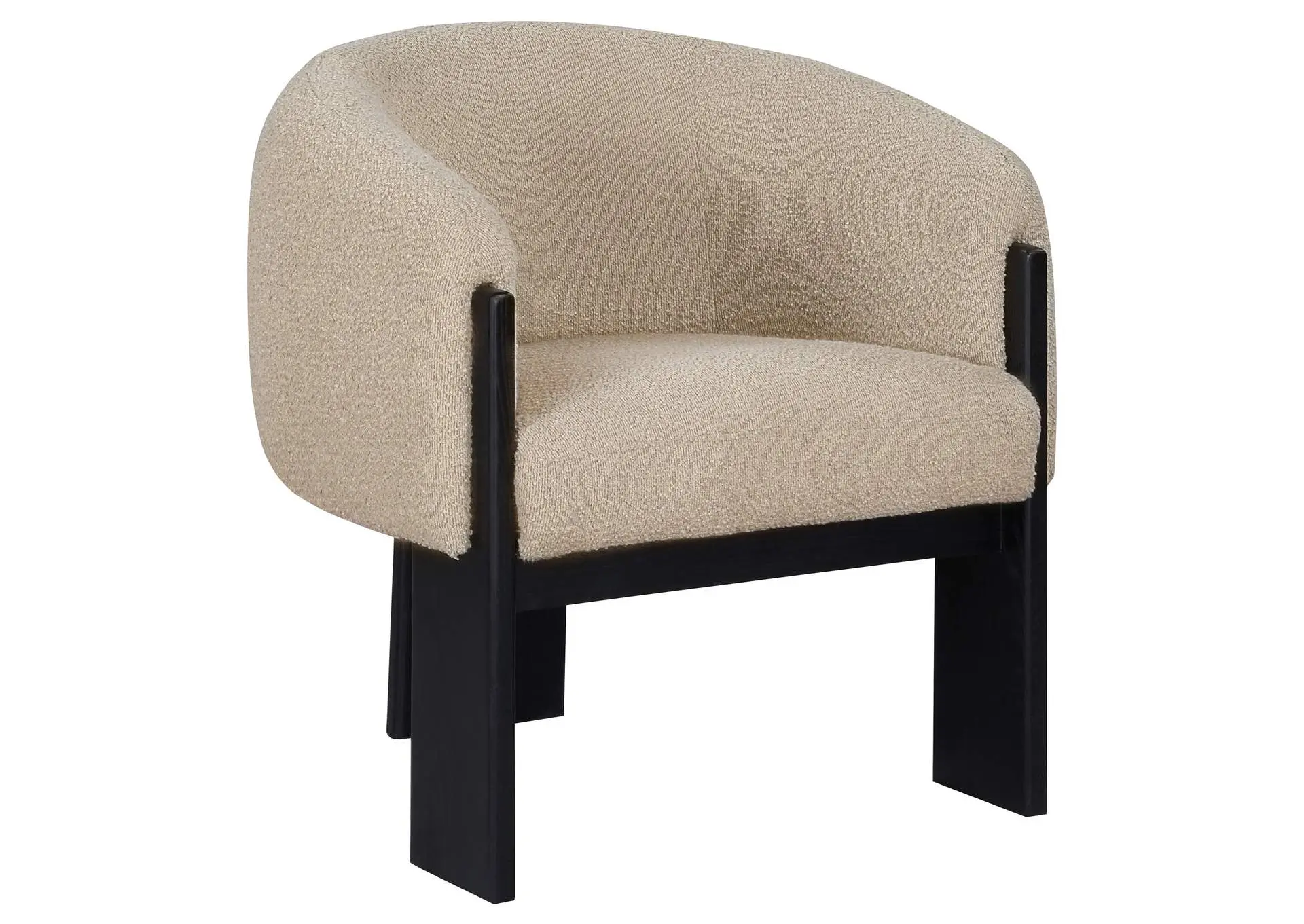 Valdez Boucle Upholstered Barrel Back Accent Chair Beige