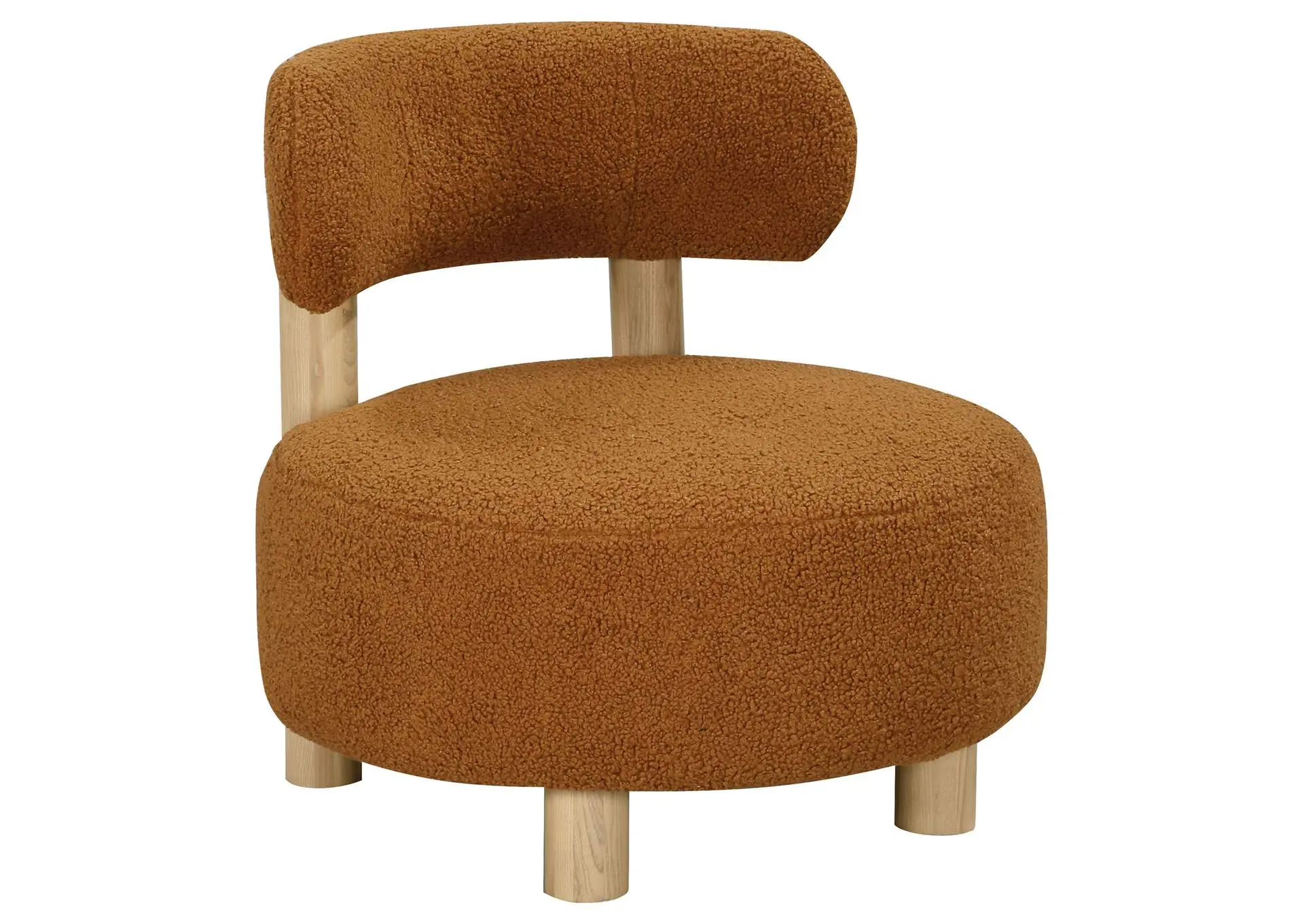 Zonie Boucle Upholstered Barrel Back Accent Chair Orange