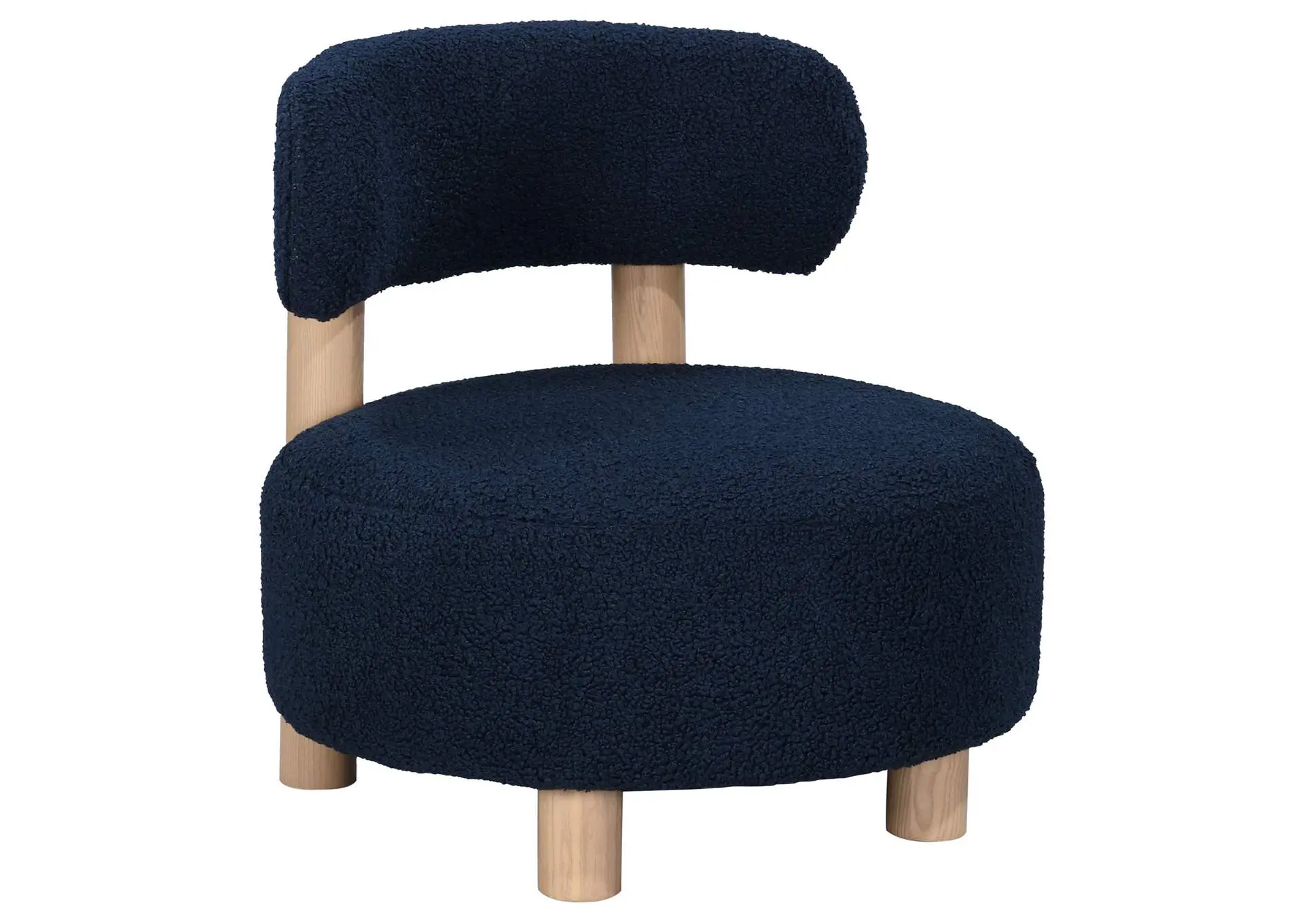 Zonie Boucle Upholstered Barrel Back Accent Chair Blue