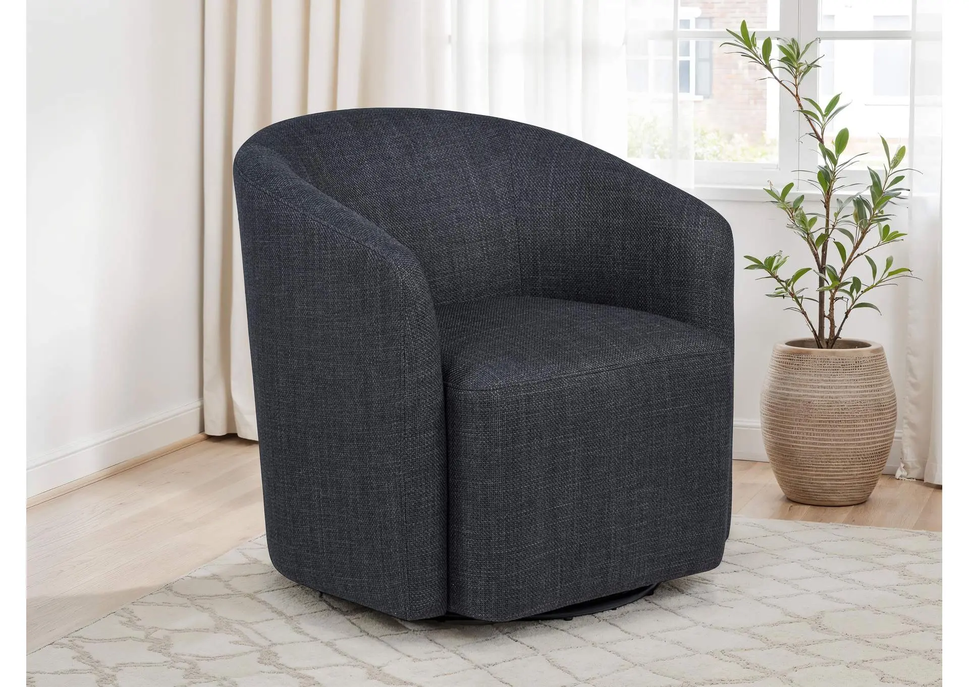 Mossbrook Fabric Upholstered Swivel Accent Chair Anthracite — view 2