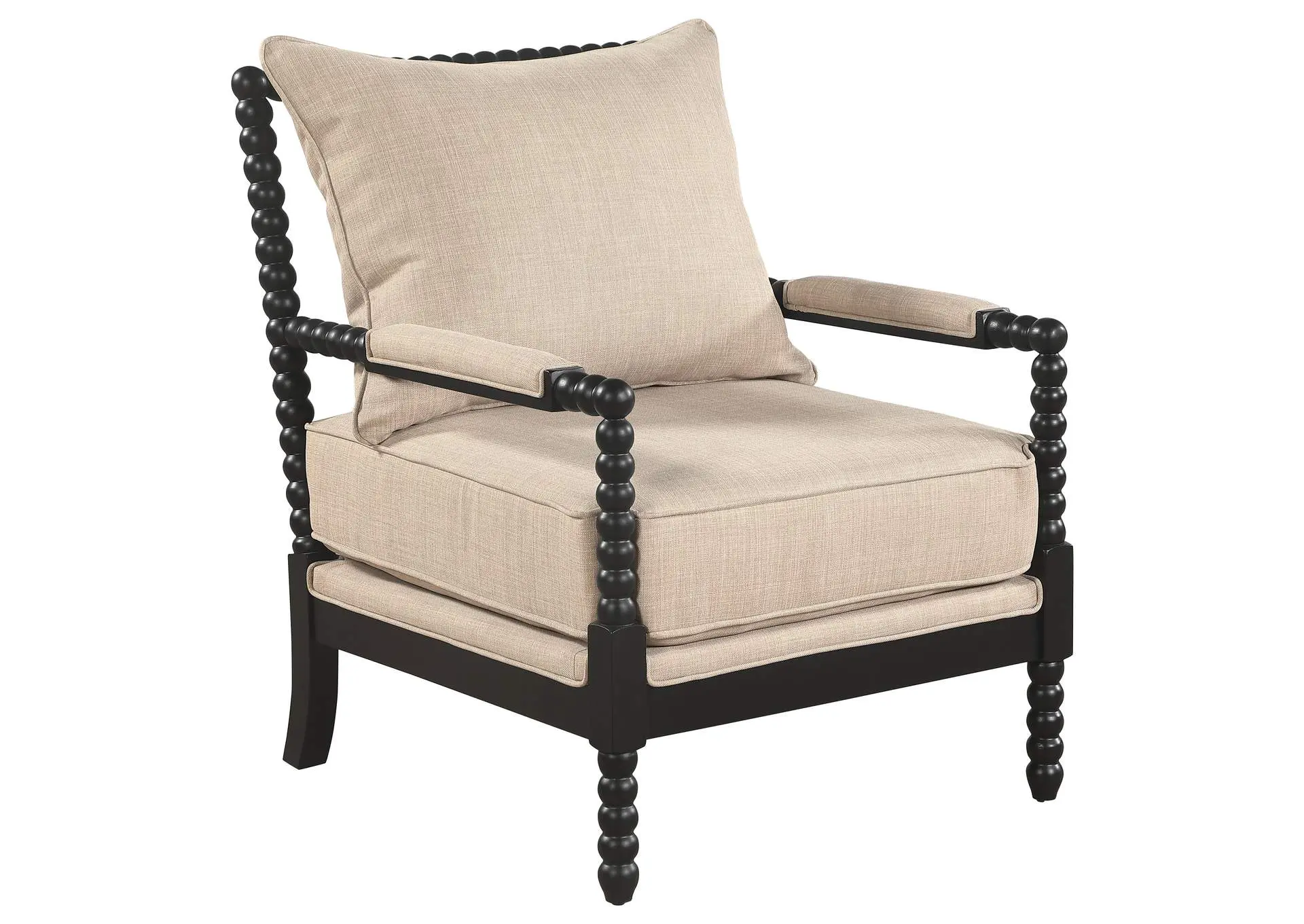Blanchett Upholstered Bobbin Accent Chair Beige and Black