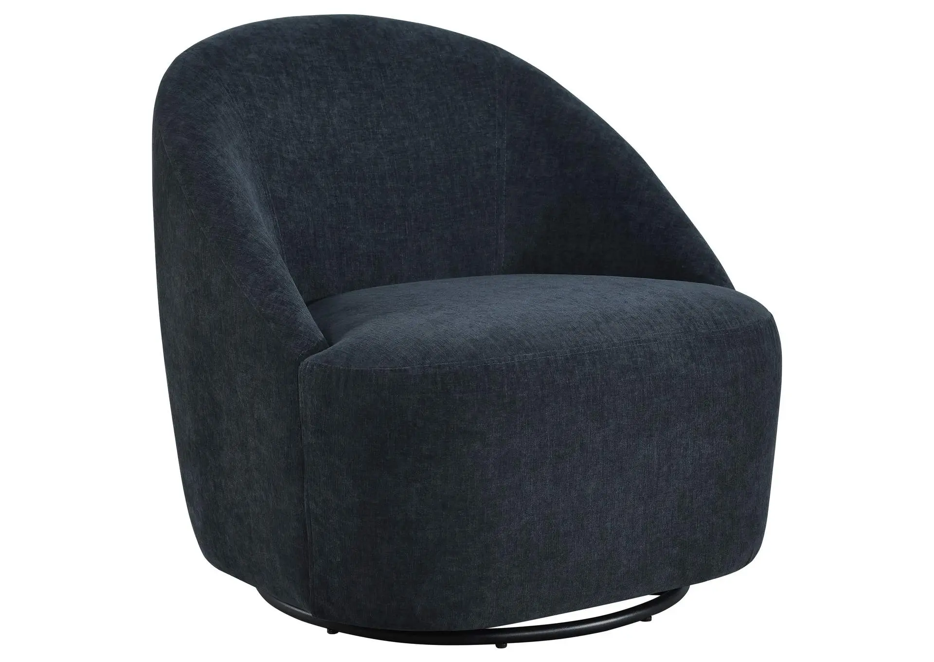 Leon Chenille Upholstered Swivel Accent Chair Black