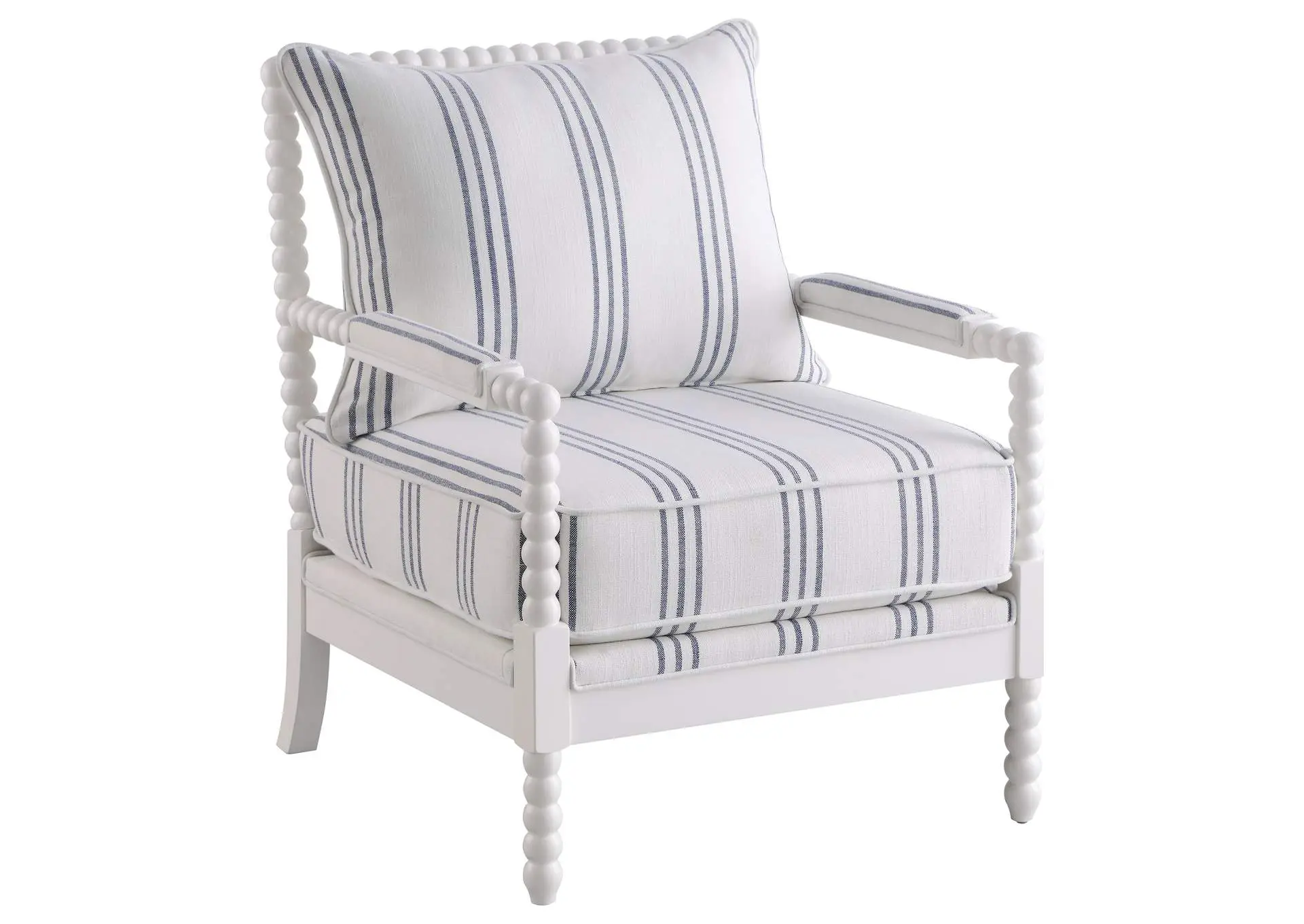 Blanchett Upholstered Bobbin Accent Chair White