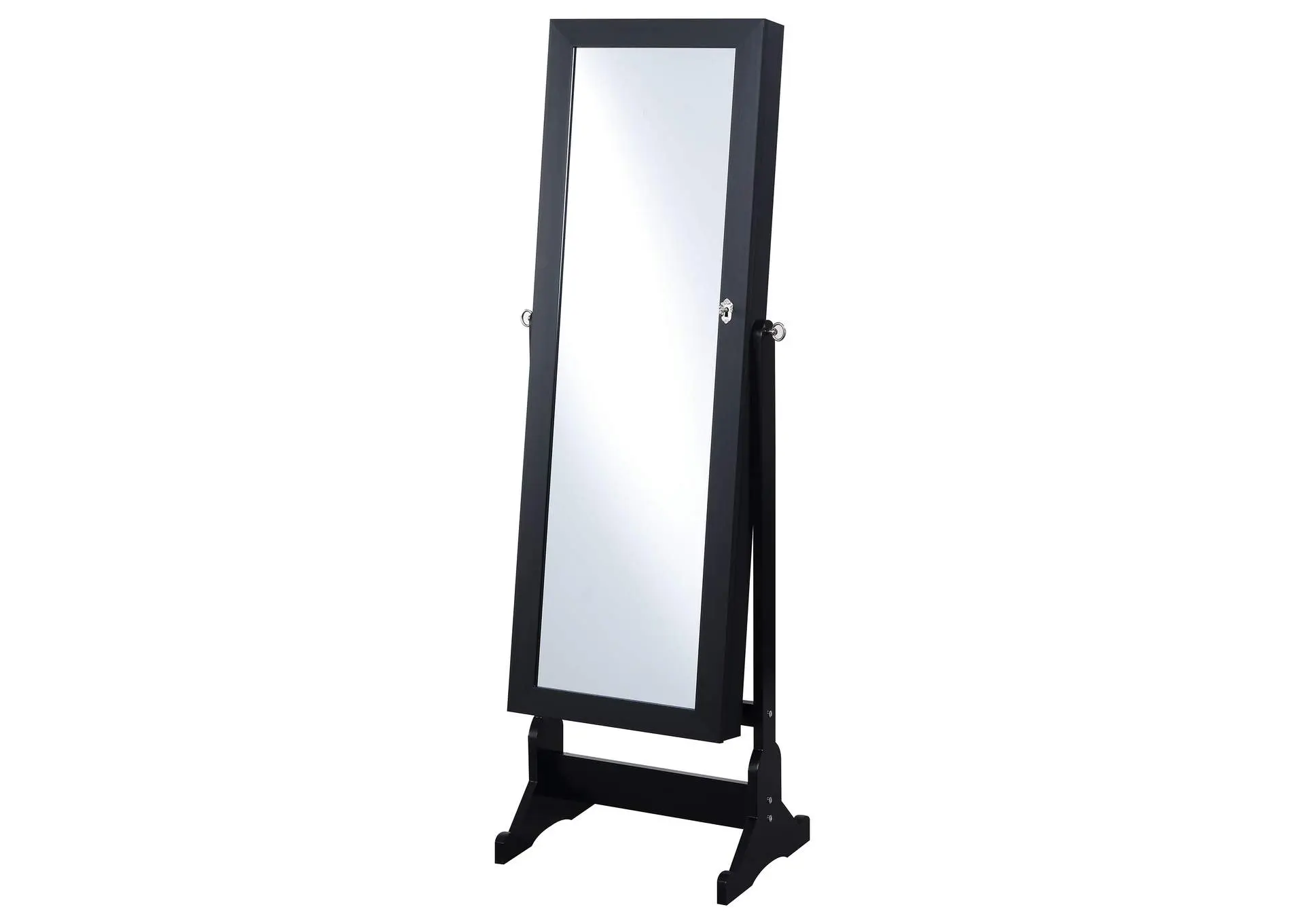 Tutuola Cheval Mirror with Jewelry Storage Black