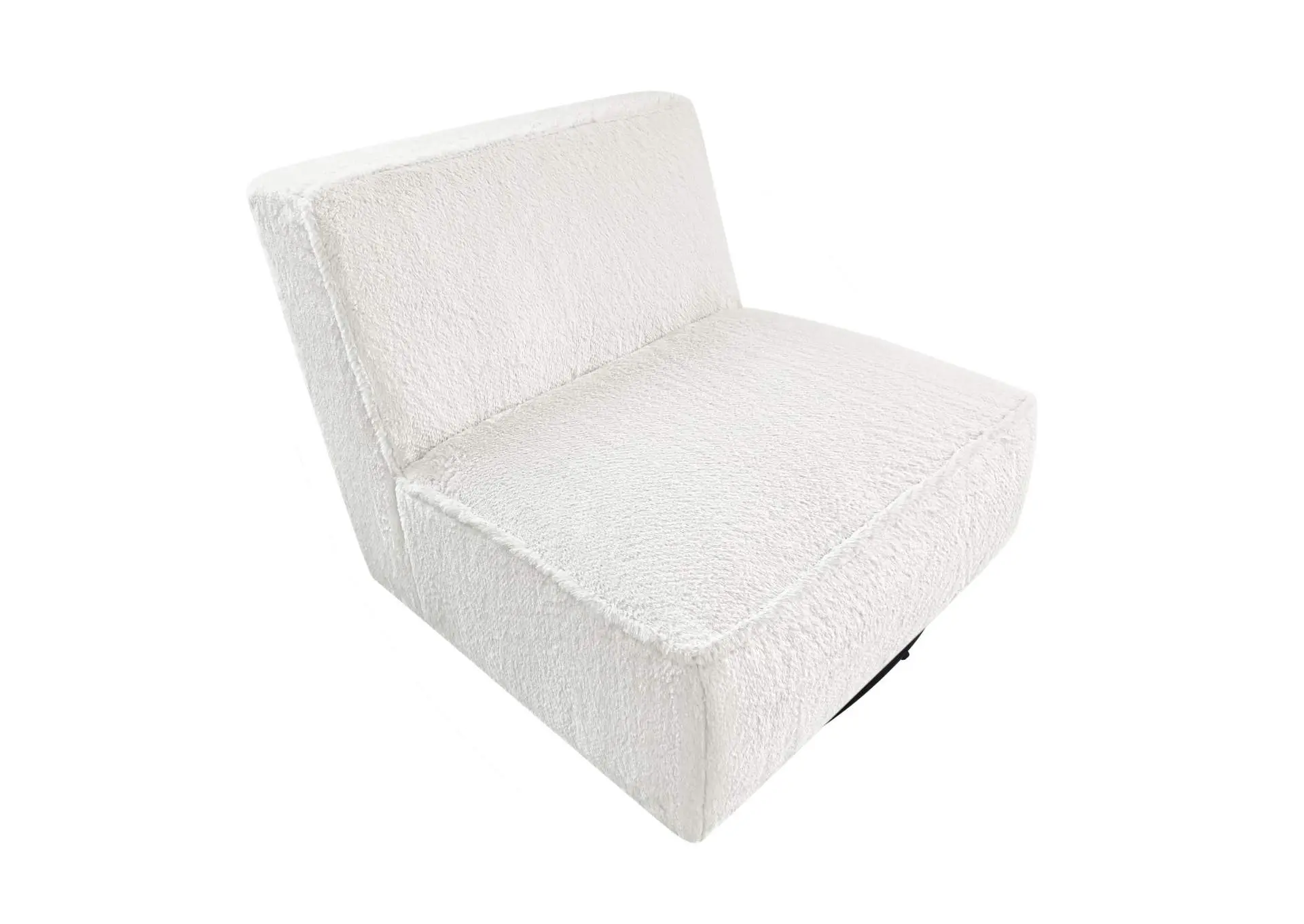 Badoer Faux Fur Swivel Accent Chair Ecru