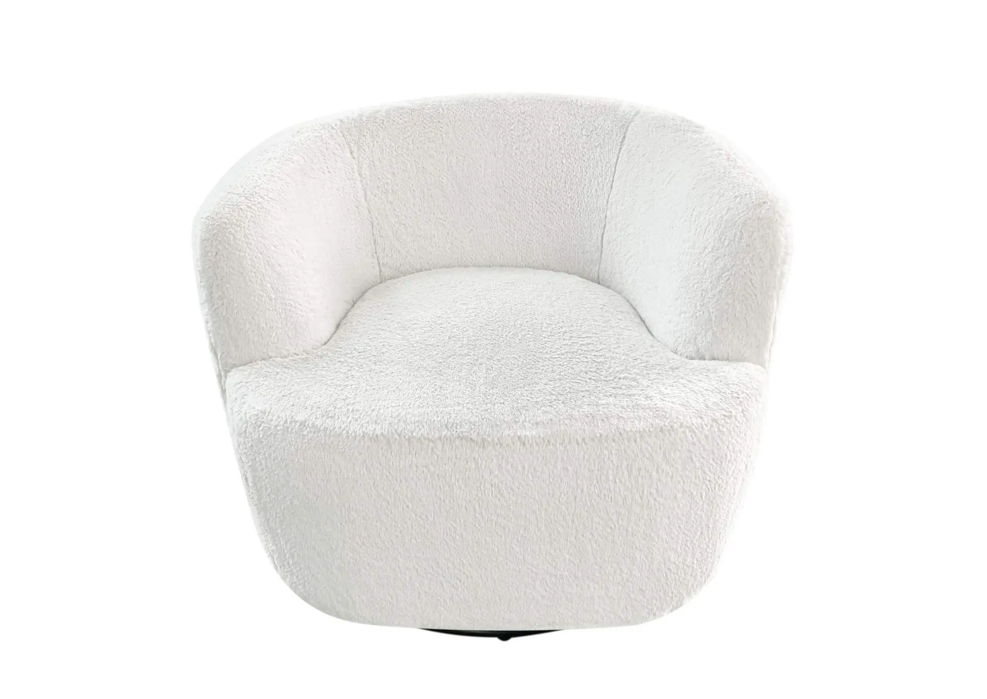 Barron Faux Fur Swivel Accent Chair Ecru