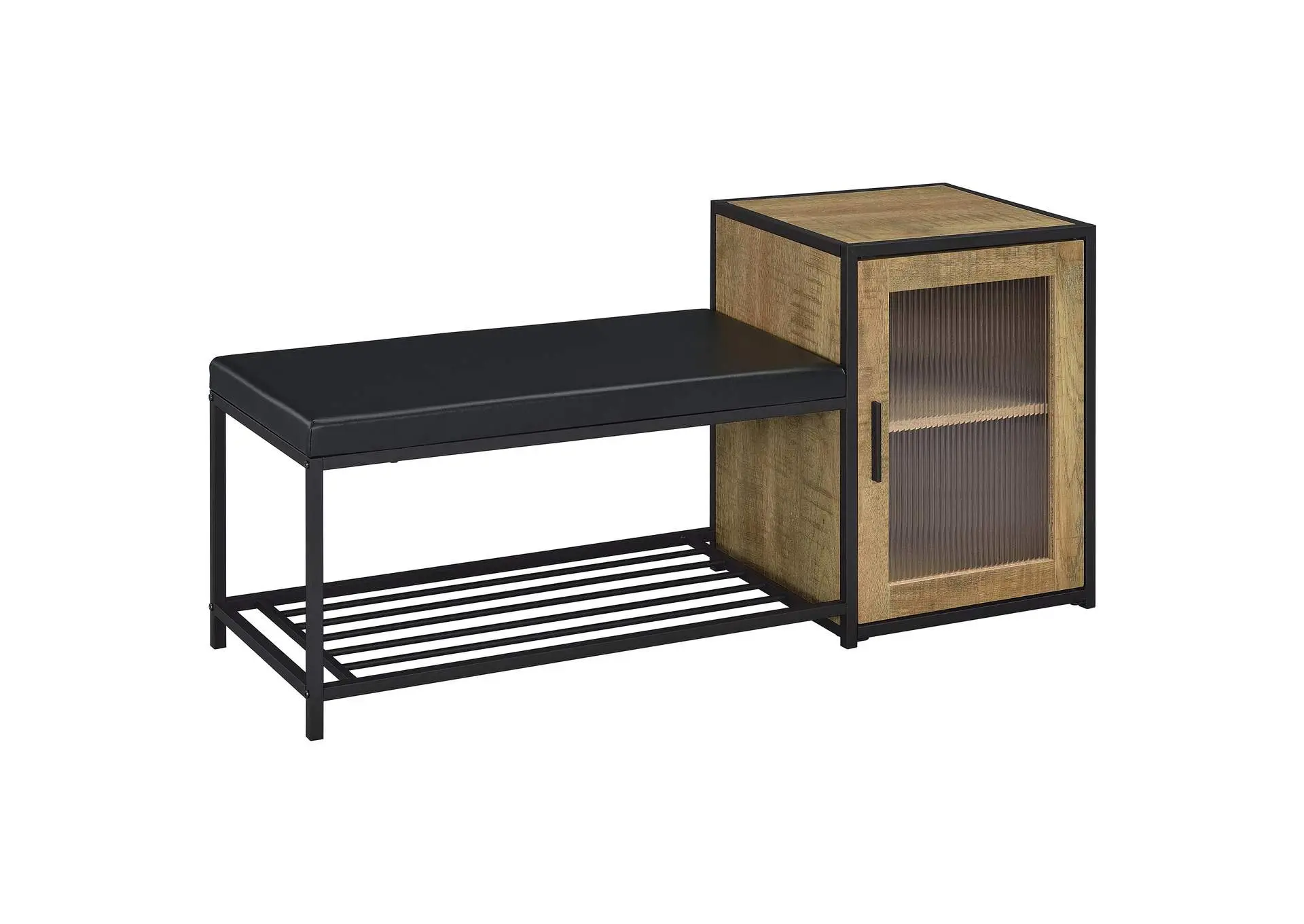 Martino Shoe Storage Entryway Bench with Cabinet Mango and Black