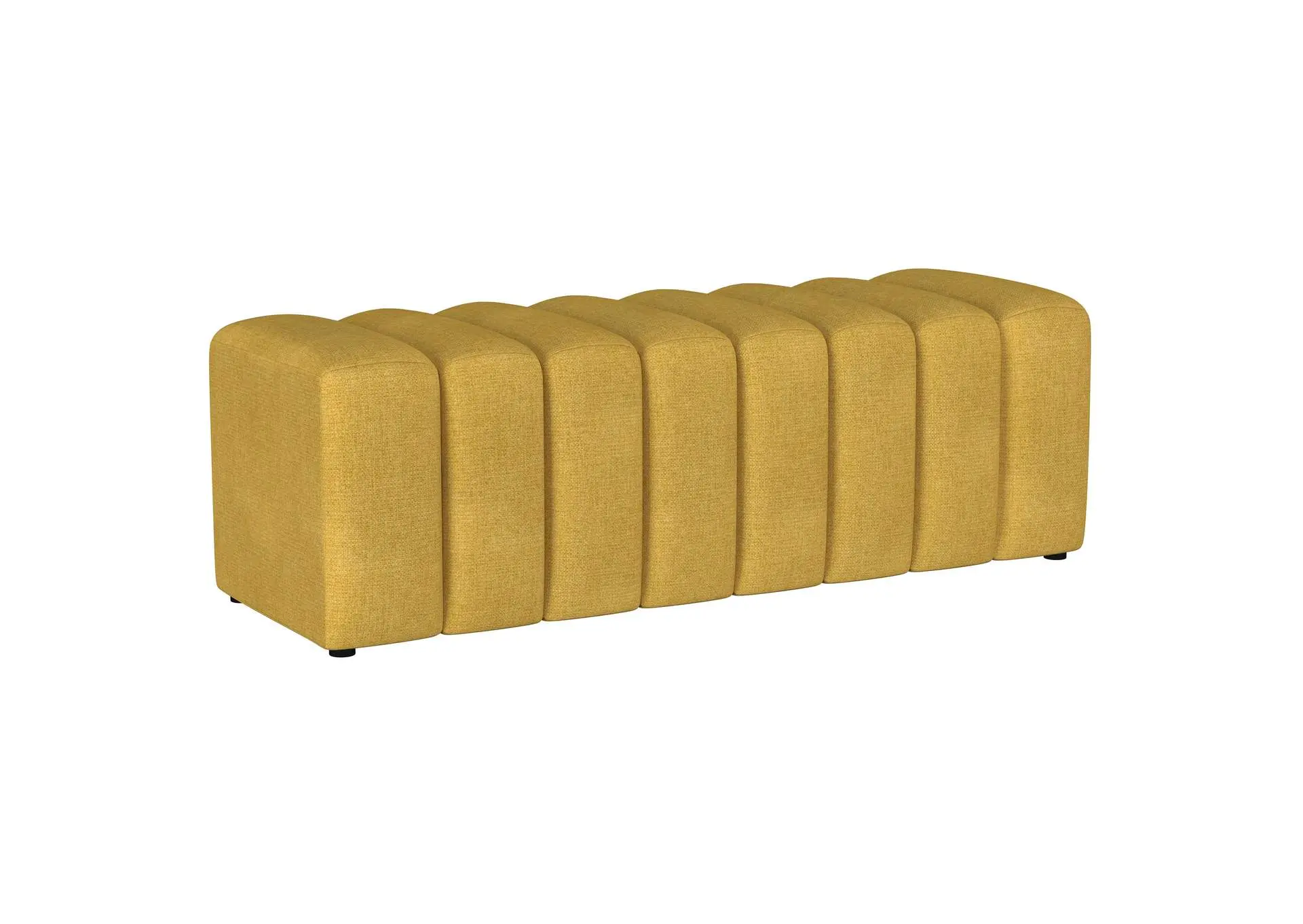 Summer Fabric Upholstered Tufted Accent Bench Mustard Yellow