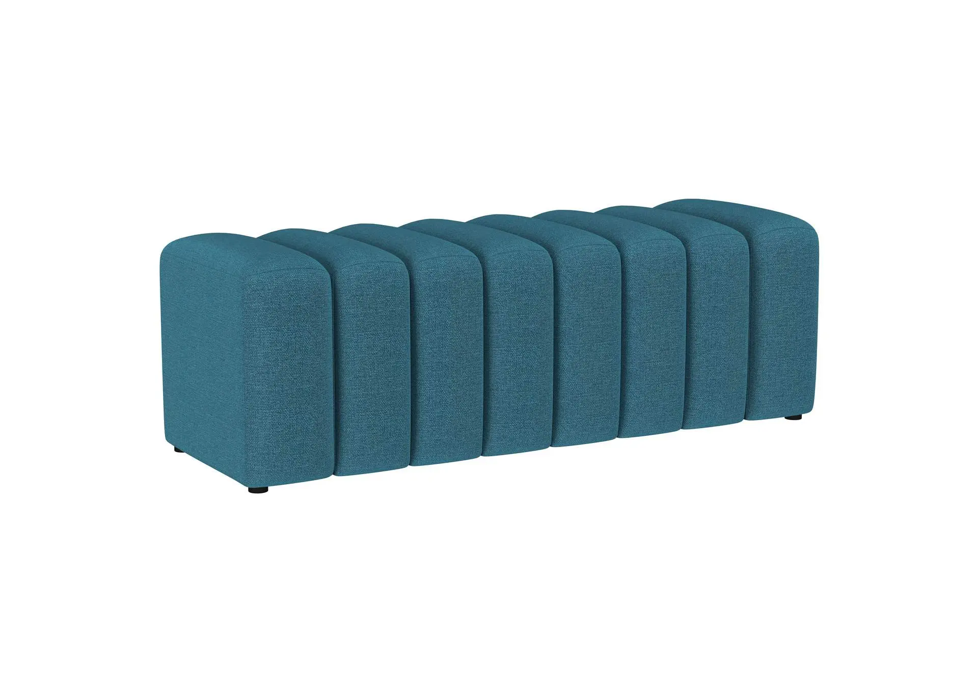 Summer Fabric Upholstered Tufted Accent Bench Peacock Blue