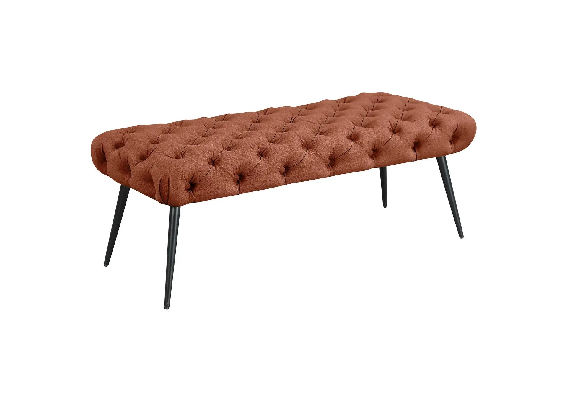 Ella Upholstered Tufted Bench Metal Legs Rust