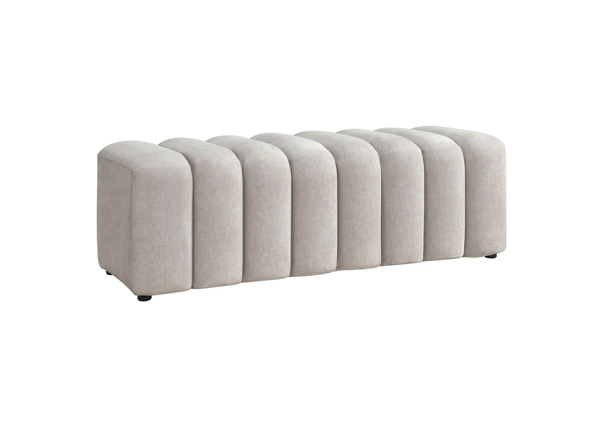Summer Chenille Upholstered Channel Accent Bench Beige