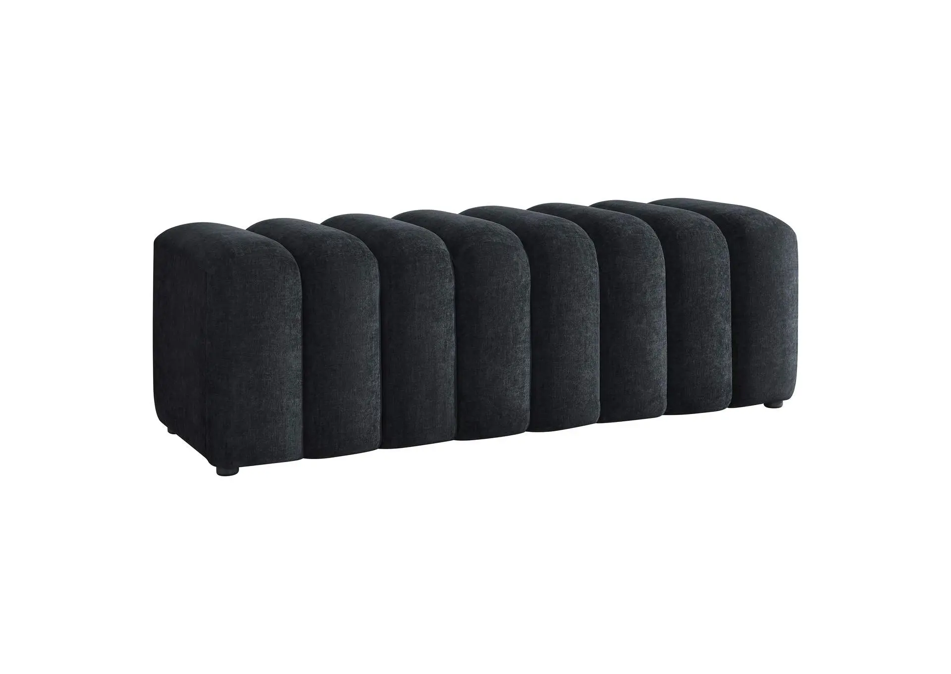 Summer Chenille Upholstered Channel Accent Bench Black