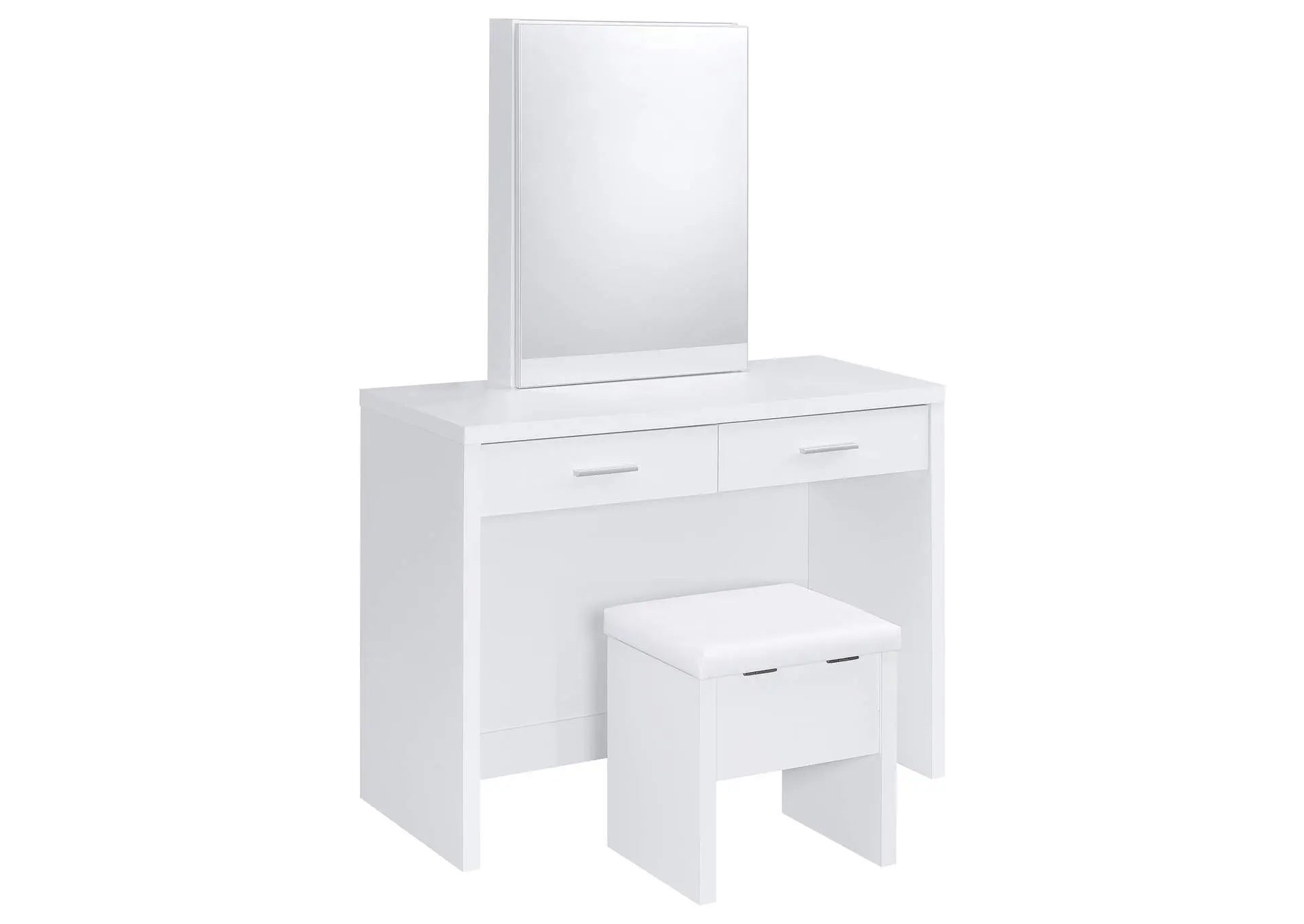 Bunbury Makeup Vanity Table Set Storage Mirror and Stool White