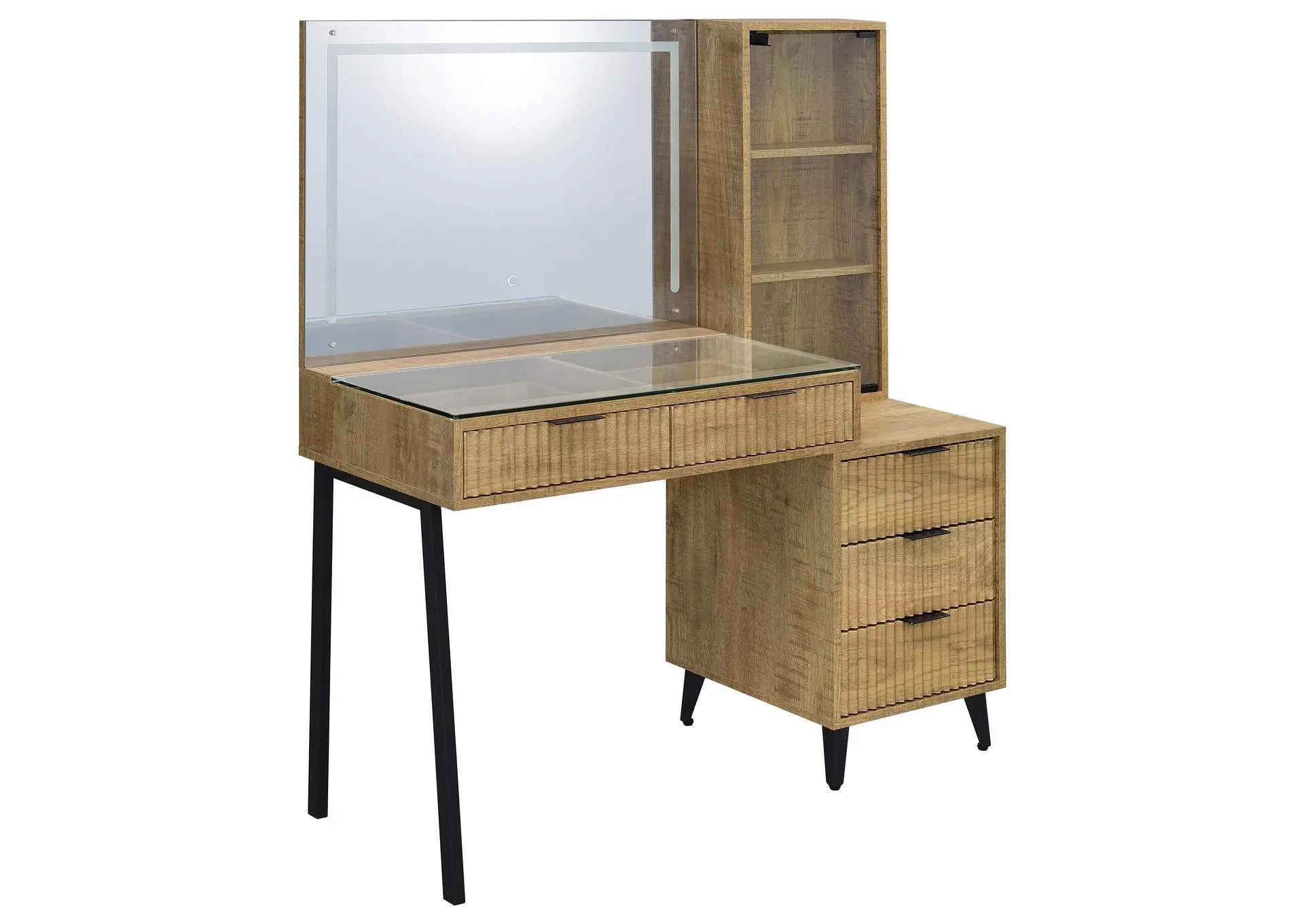 Souza 5-Drawer Makeup Vanity Table With LED Mirror Mango