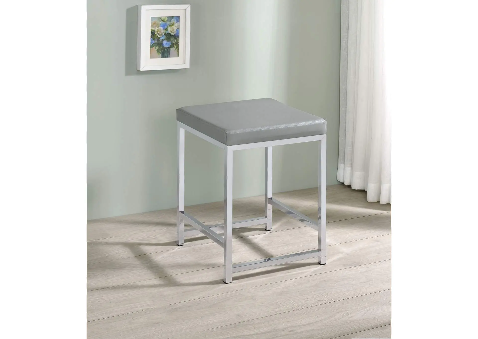 Umbridge Upholstered Square Padded Cushion Vanity Stool — view 2