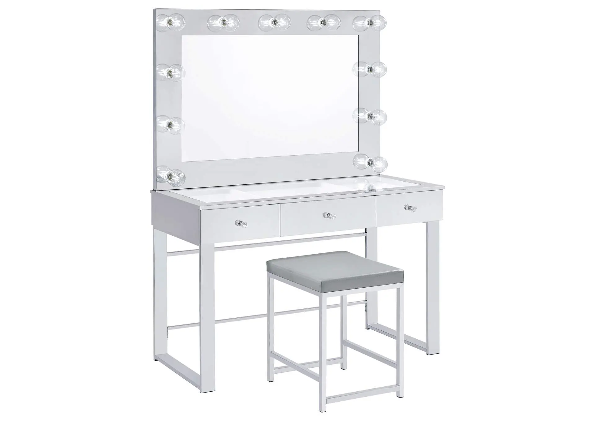 Umbridge Upholstered Square Padded Cushion Vanity Stool — view 4