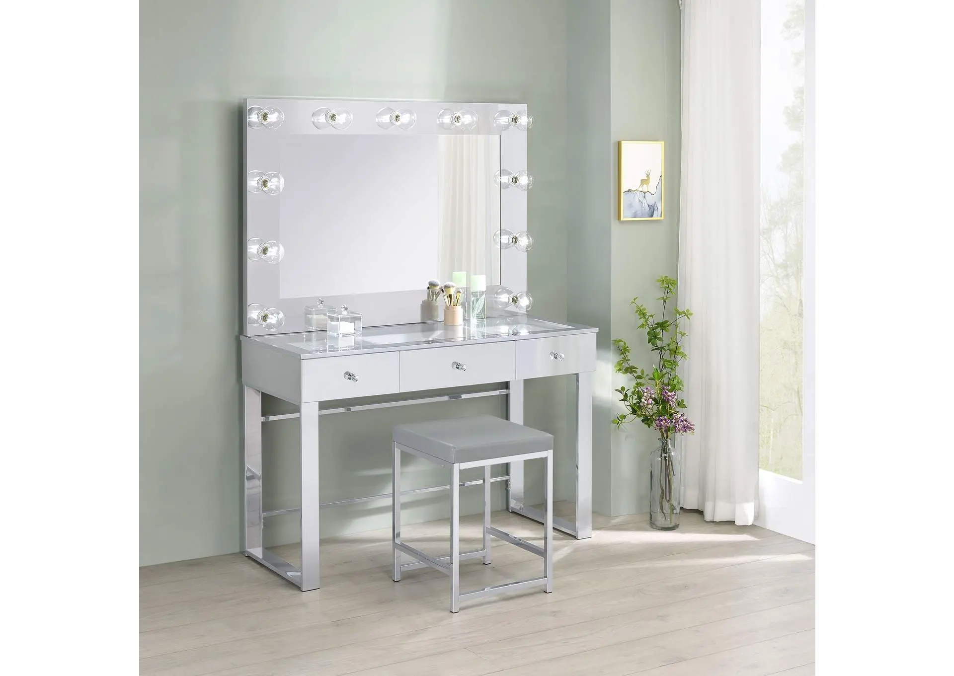 Umbridge Upholstered Square Padded Cushion Vanity Stool — view 5