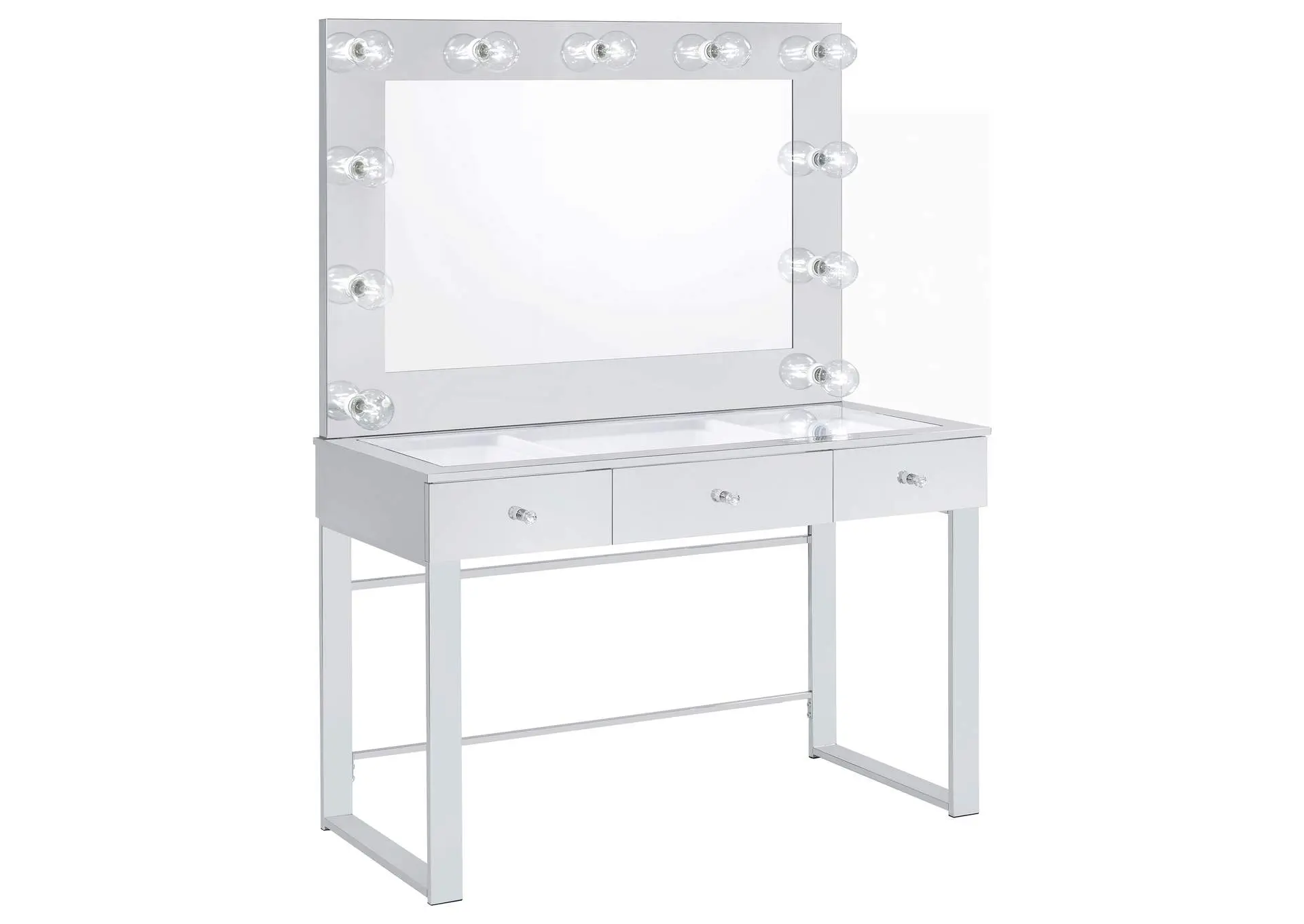 Umbridge 3-drawer Vanity Set with Lighting Chrome and White